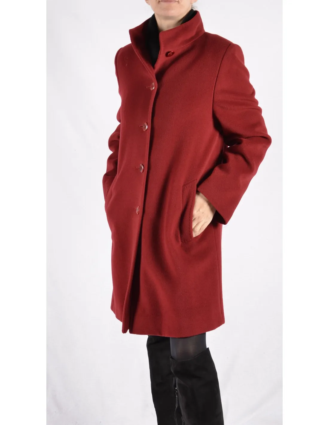 Cappotto Donna in lana Mod Donatella Bordeux