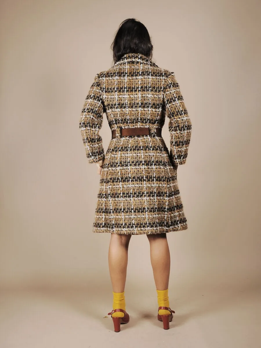 Cappotto doppiopetto anni ’70 con cintura in pelle