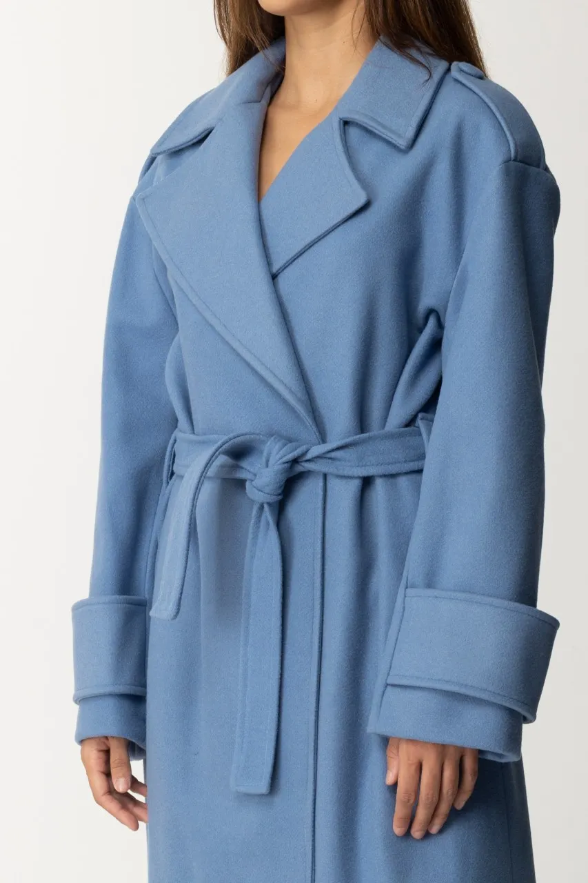 Cappotto doppiopetto con cintura CIELO