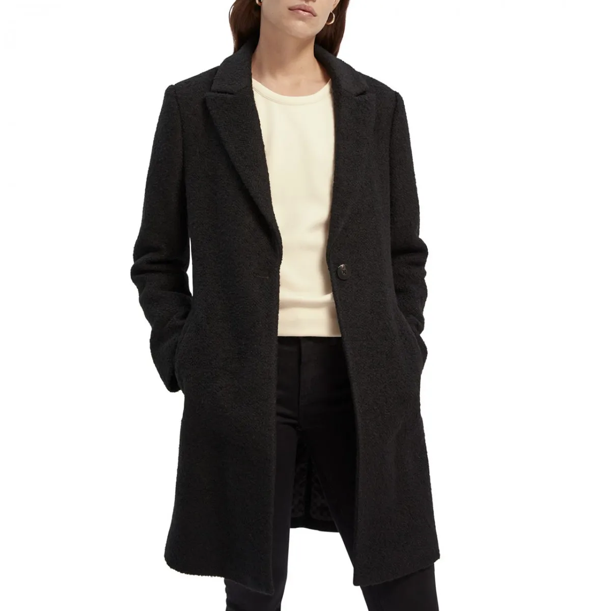 Cappotto In Misto Lana, Nero