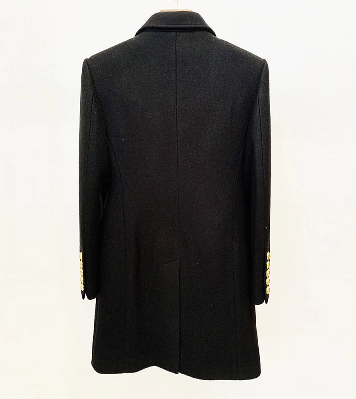 Cappotto lungo in misto lana Cappotto Donna Autunno Inverno Nuovo design Doppiopetto con bottoni leone Cappotto di lana cammello