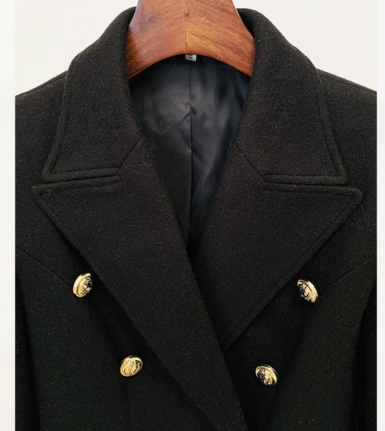 Cappotto lungo in misto lana Cappotto Donna Autunno Inverno Nuovo design Doppiopetto con bottoni leone Cappotto di lana cammello