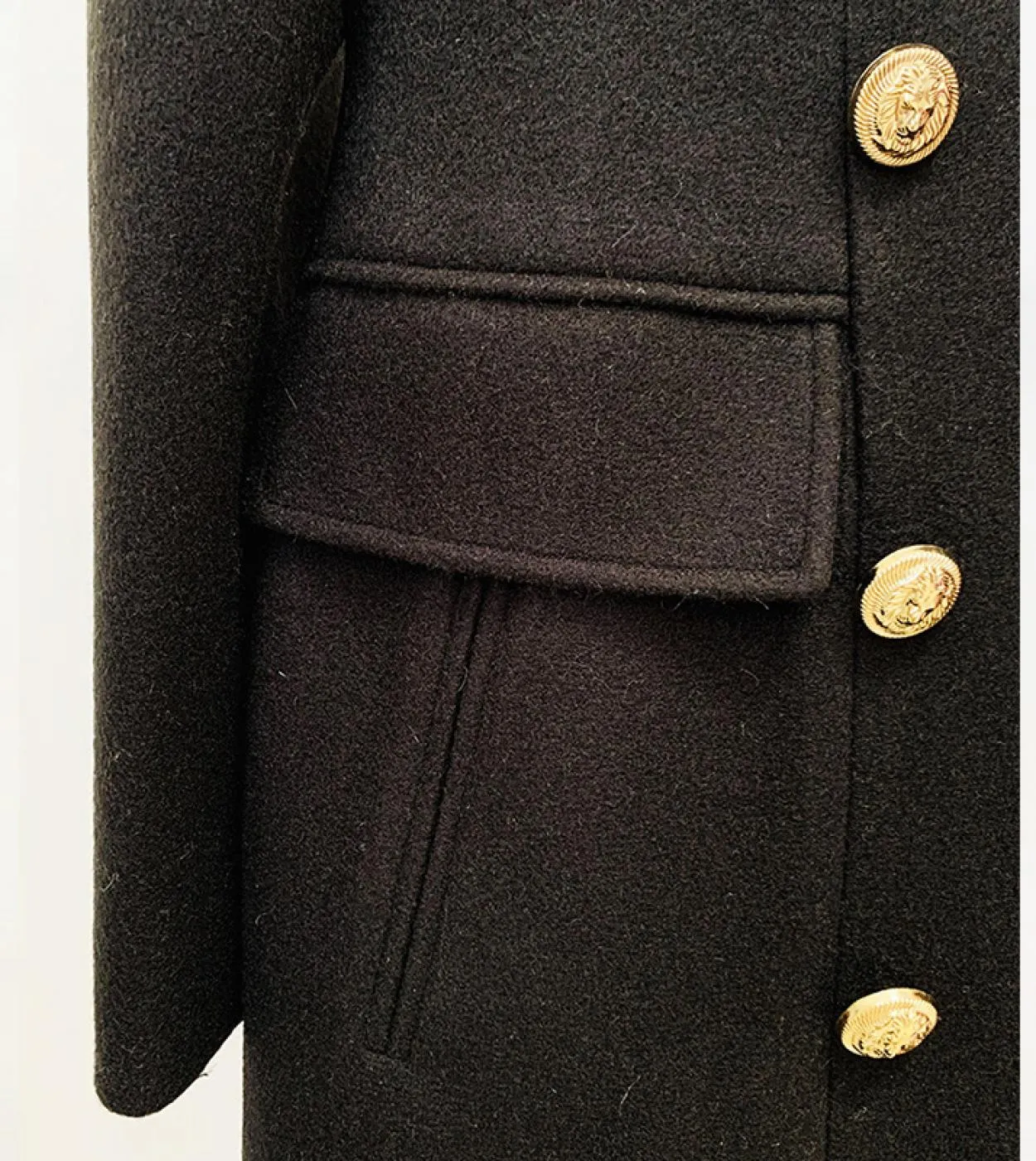 Cappotto lungo in misto lana Cappotto Donna Autunno Inverno Nuovo design Doppiopetto con bottoni leone Cappotto di lana cammello