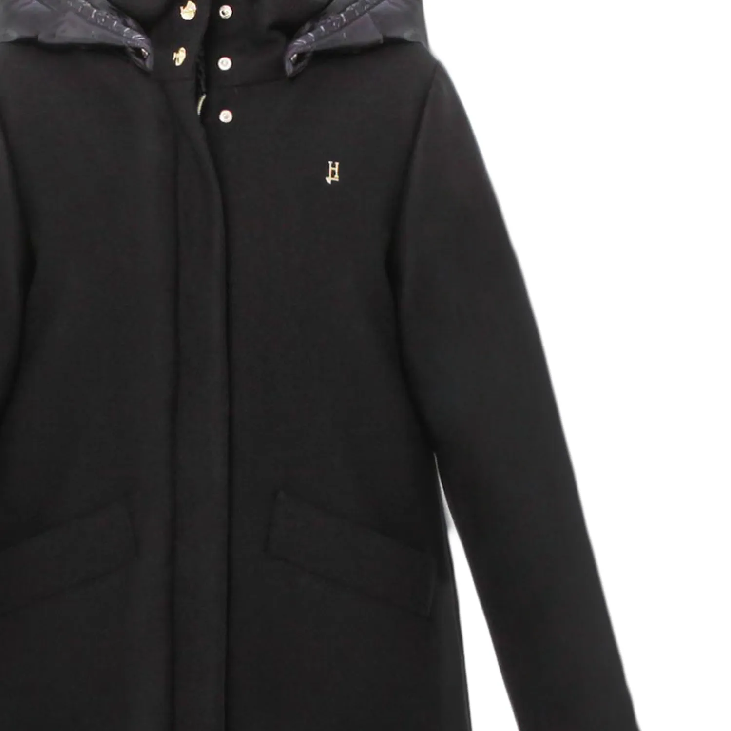 Cappotto Nero Di Lana E Nylon Bambina E Teenager