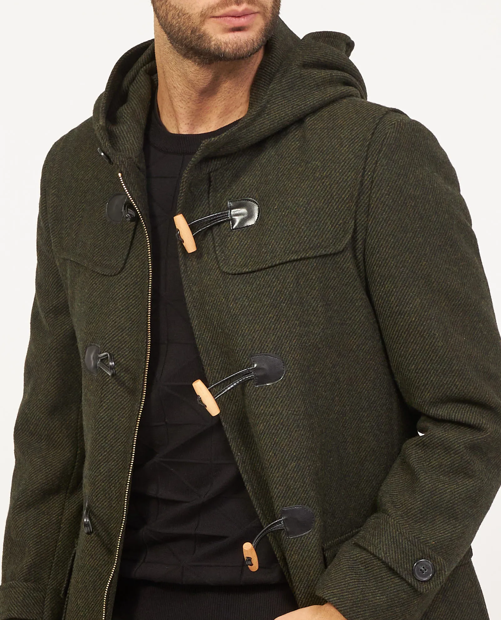 Cappotto verde SetteMezzo in misto lana con cappuccio