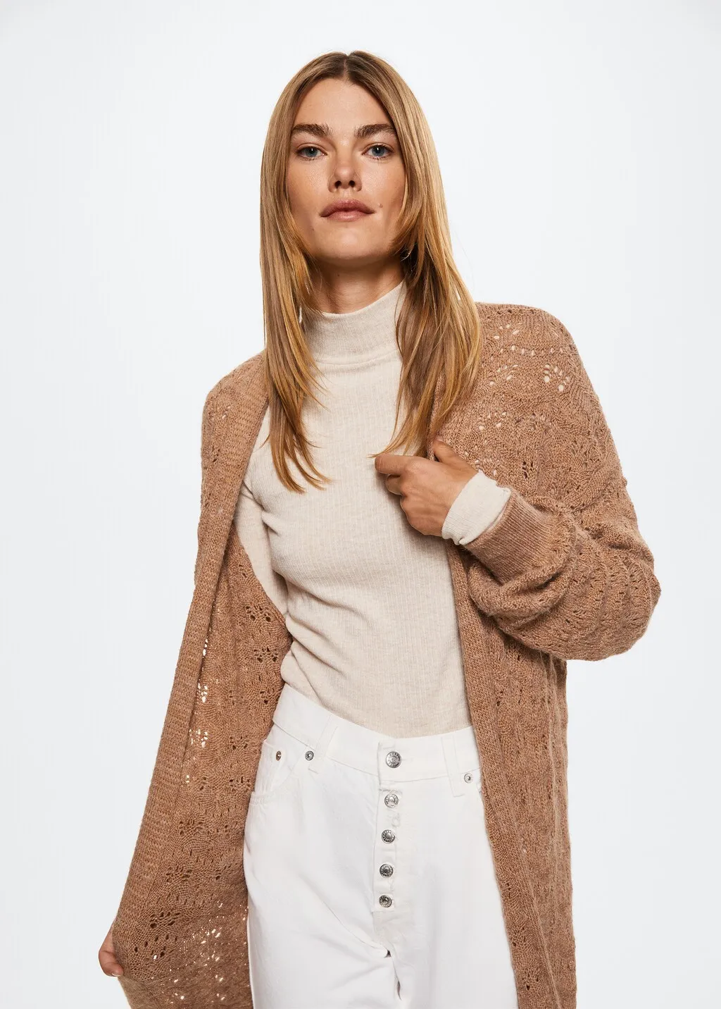 Cardigan lungo traforato