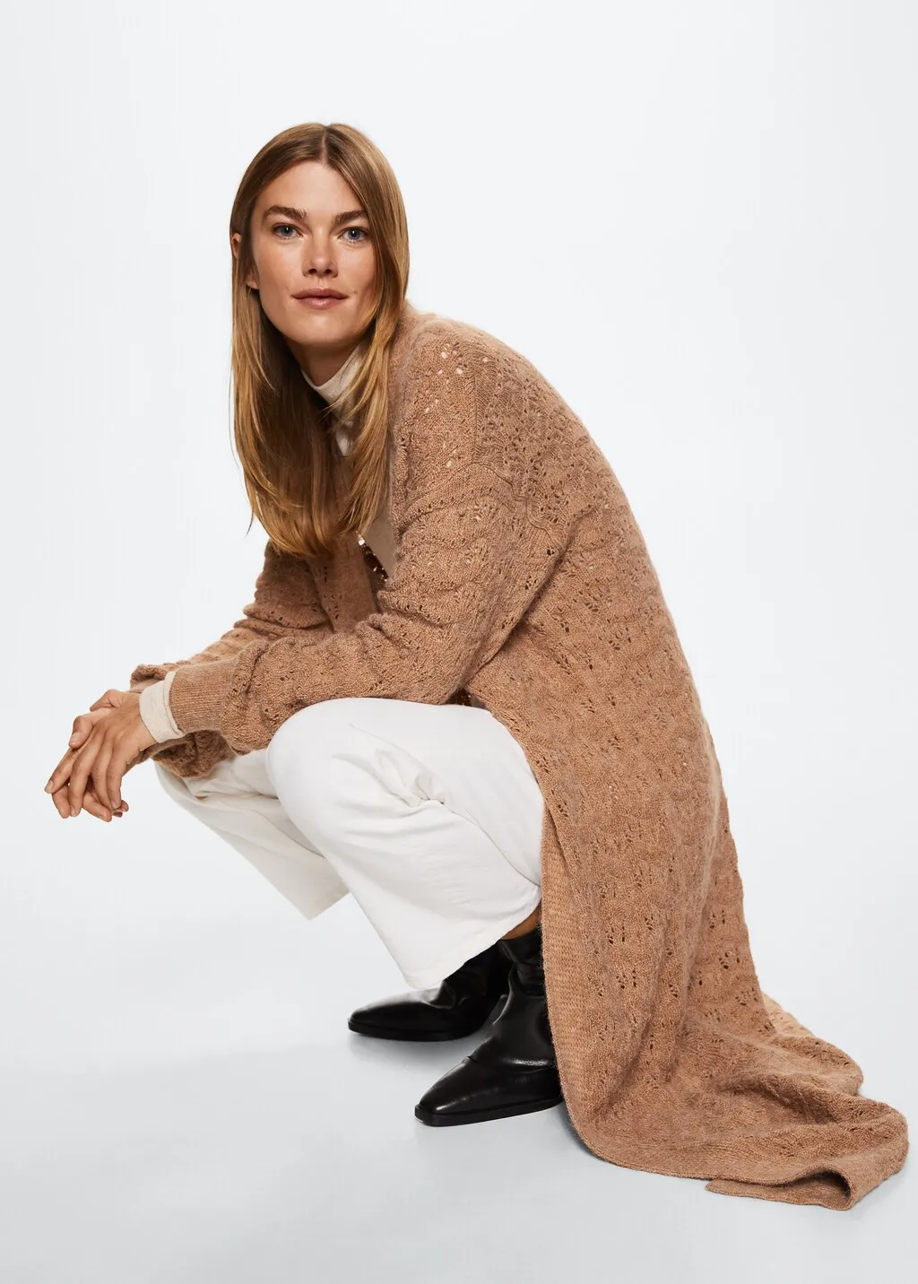Cardigan lungo traforato