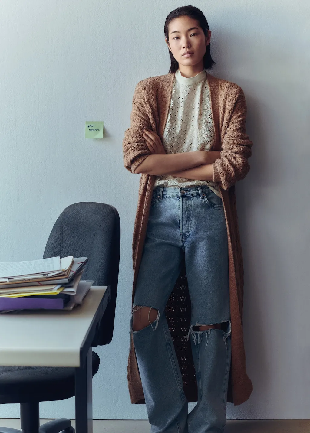 Cardigan lungo traforato