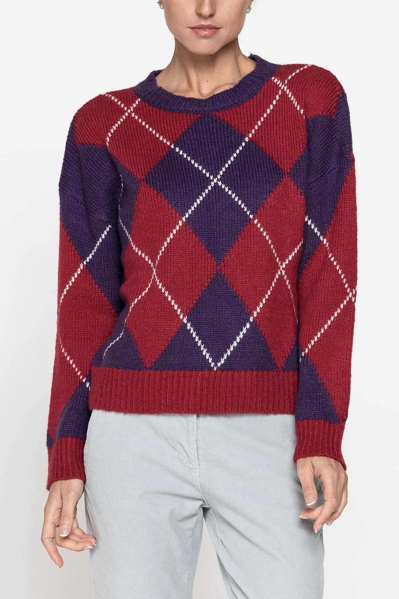 Carrera  ---------    ------------Maglione oversize a rombi rossi - Viola