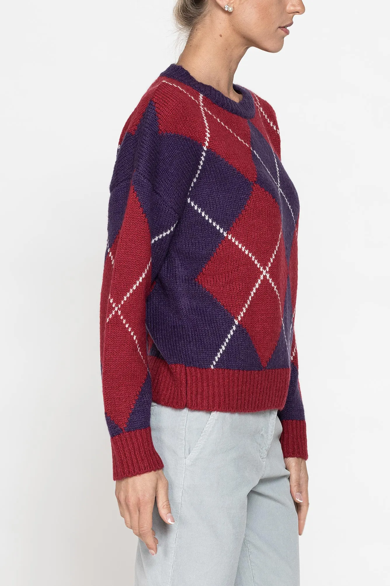 Carrera  ---------    ------------Maglione oversize a rombi rossi - Viola