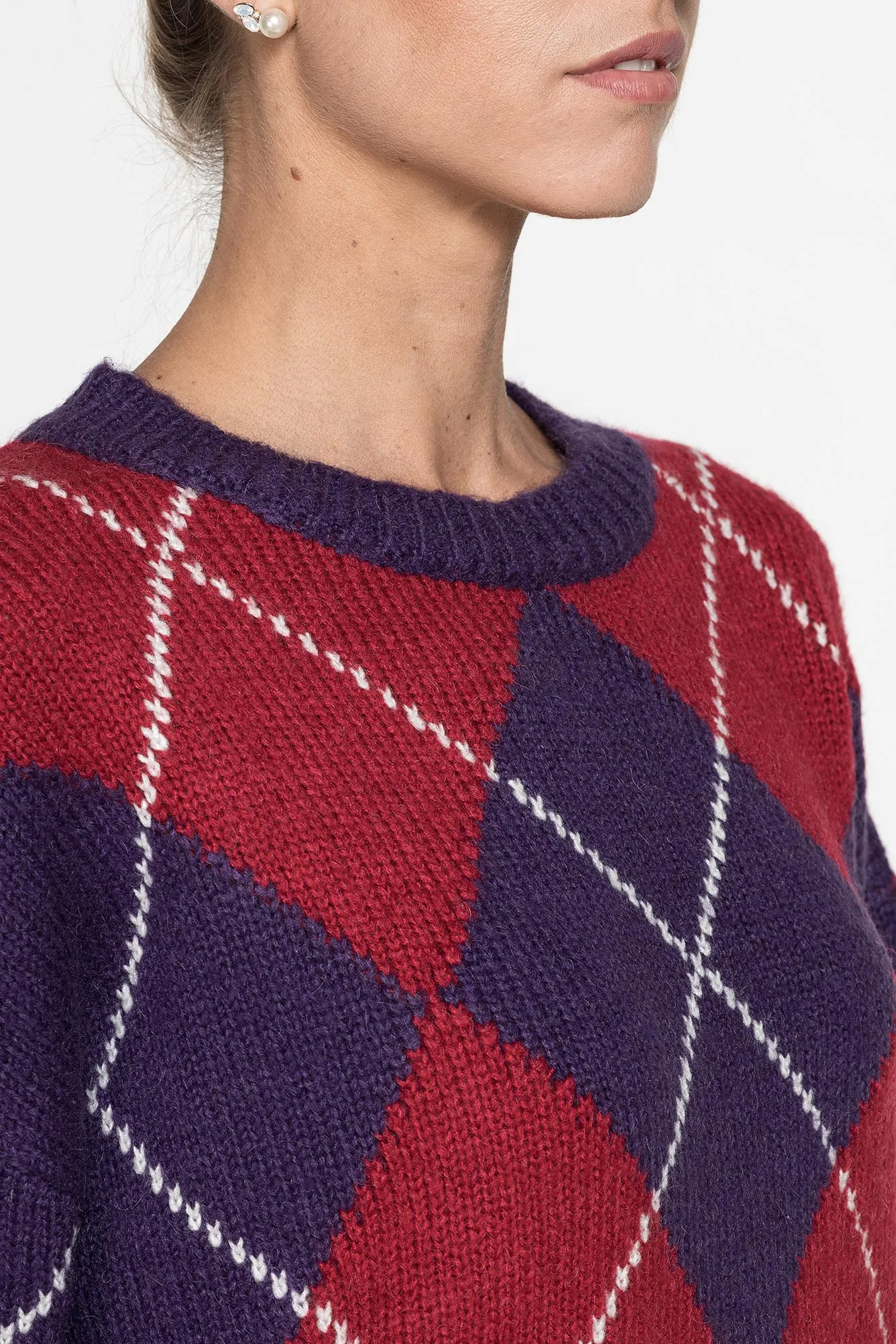 Carrera  ---------    ------------Maglione oversize a rombi rossi - Viola