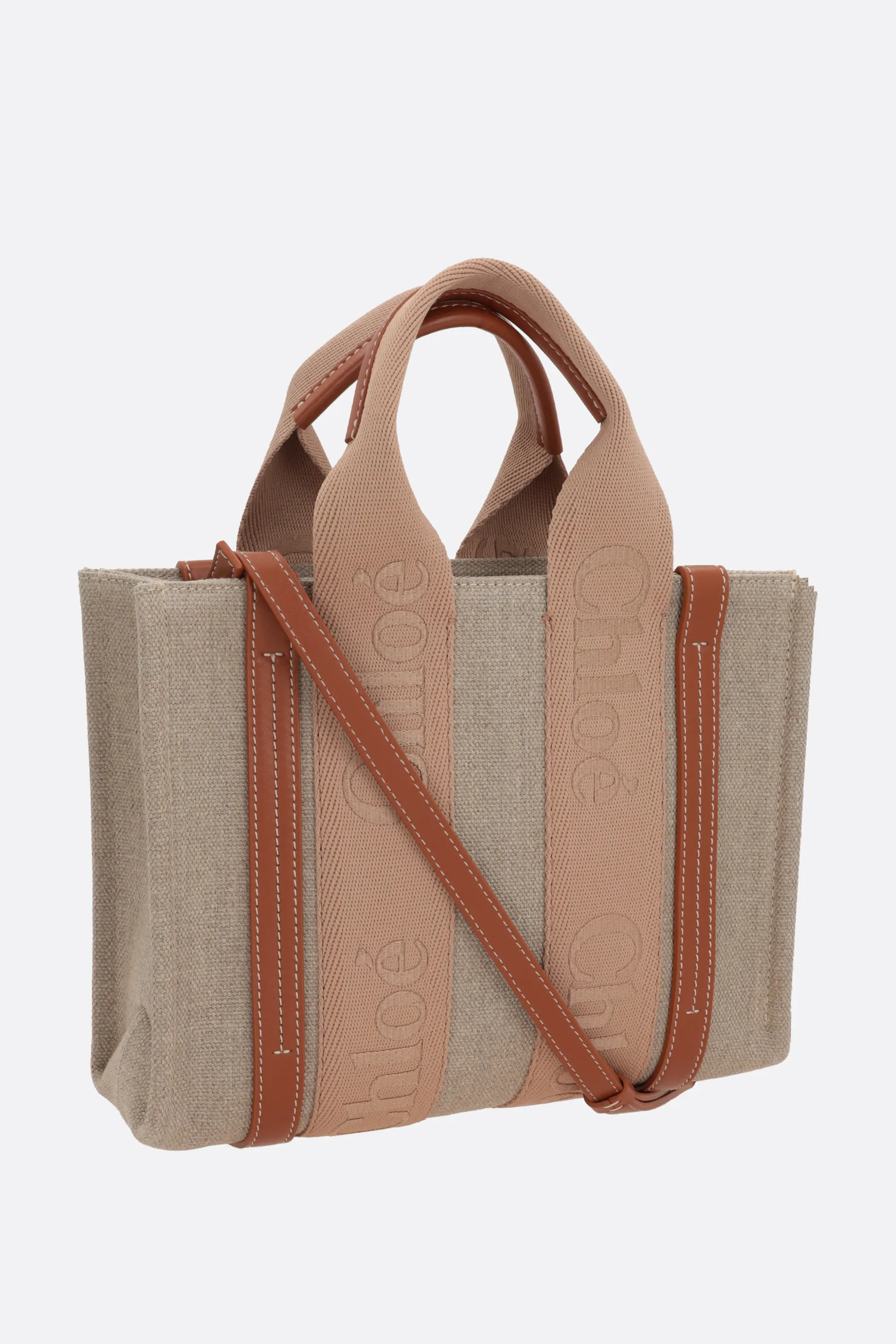 CHLOÉ borsa tote Woody small in canvas