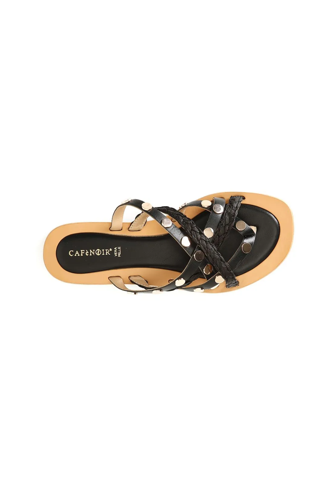 ciabatte con fasce in pelle e raffia nero