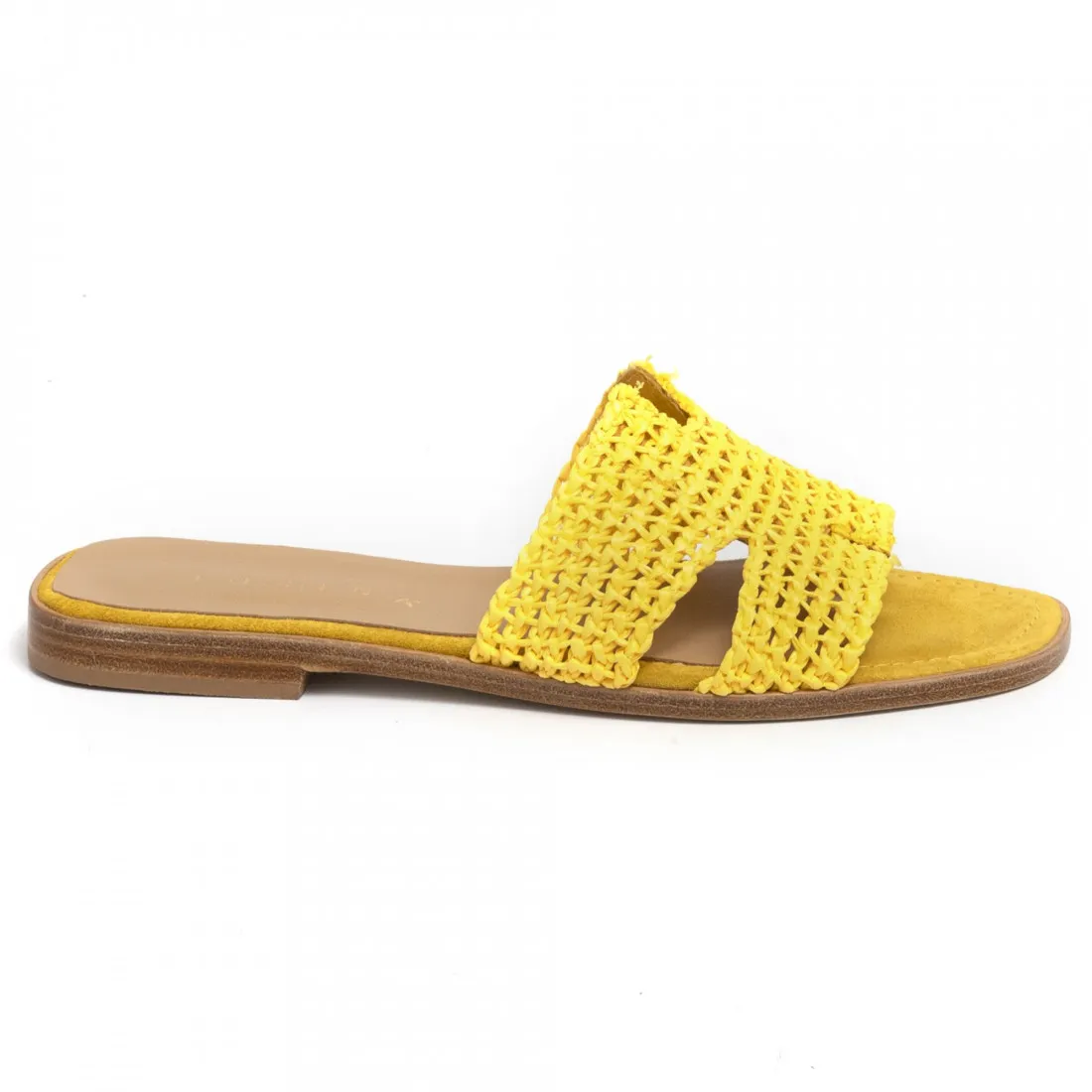 Ciabattina flat da donna Fiorina in rafia gialla