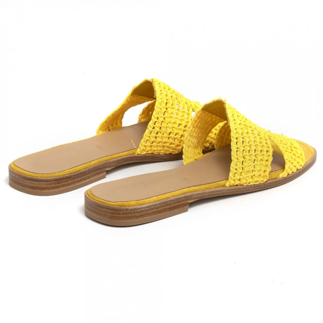 Ciabattina flat da donna Fiorina in rafia gialla