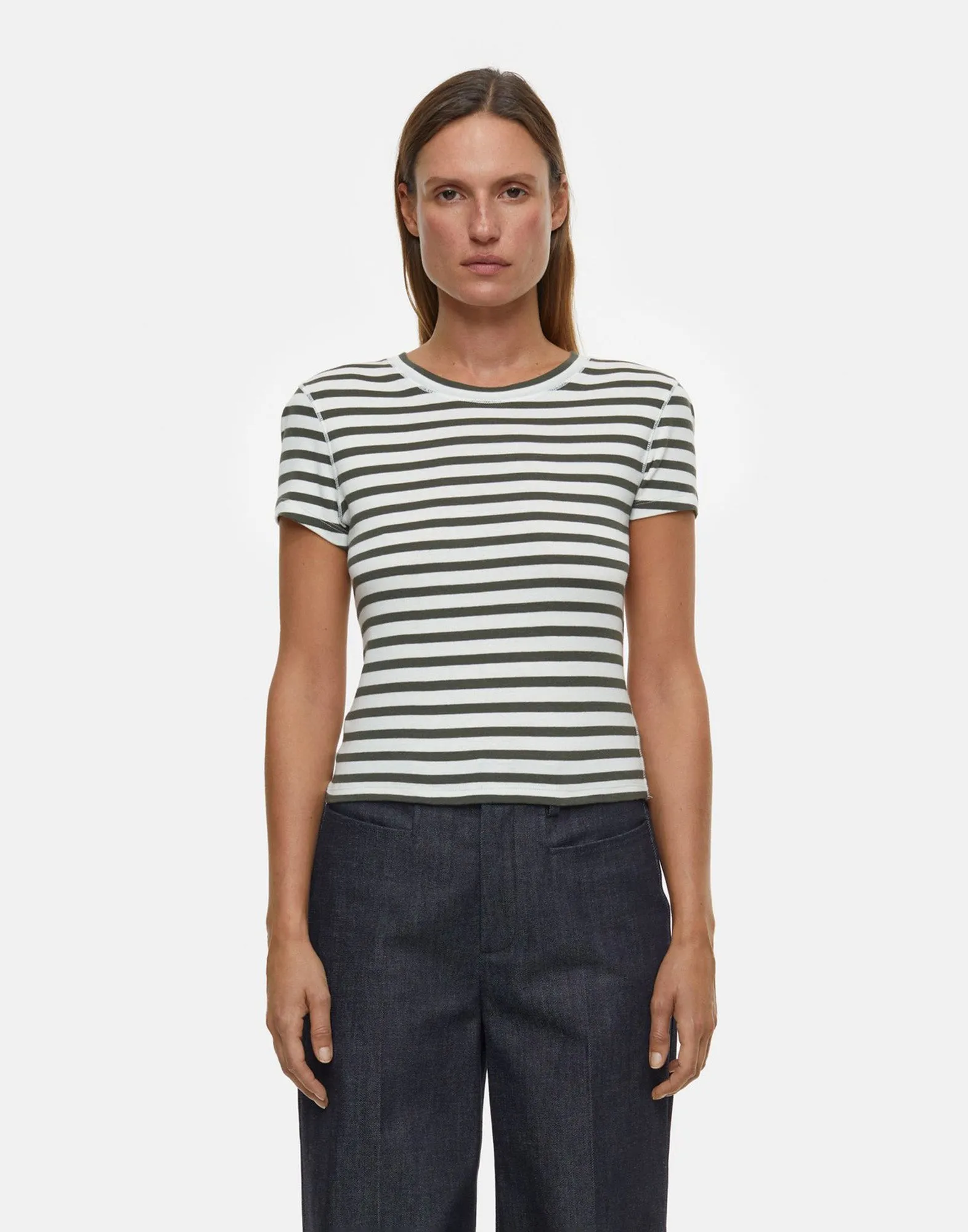 CLOSED T-shirt a Righe Bianco/Verde