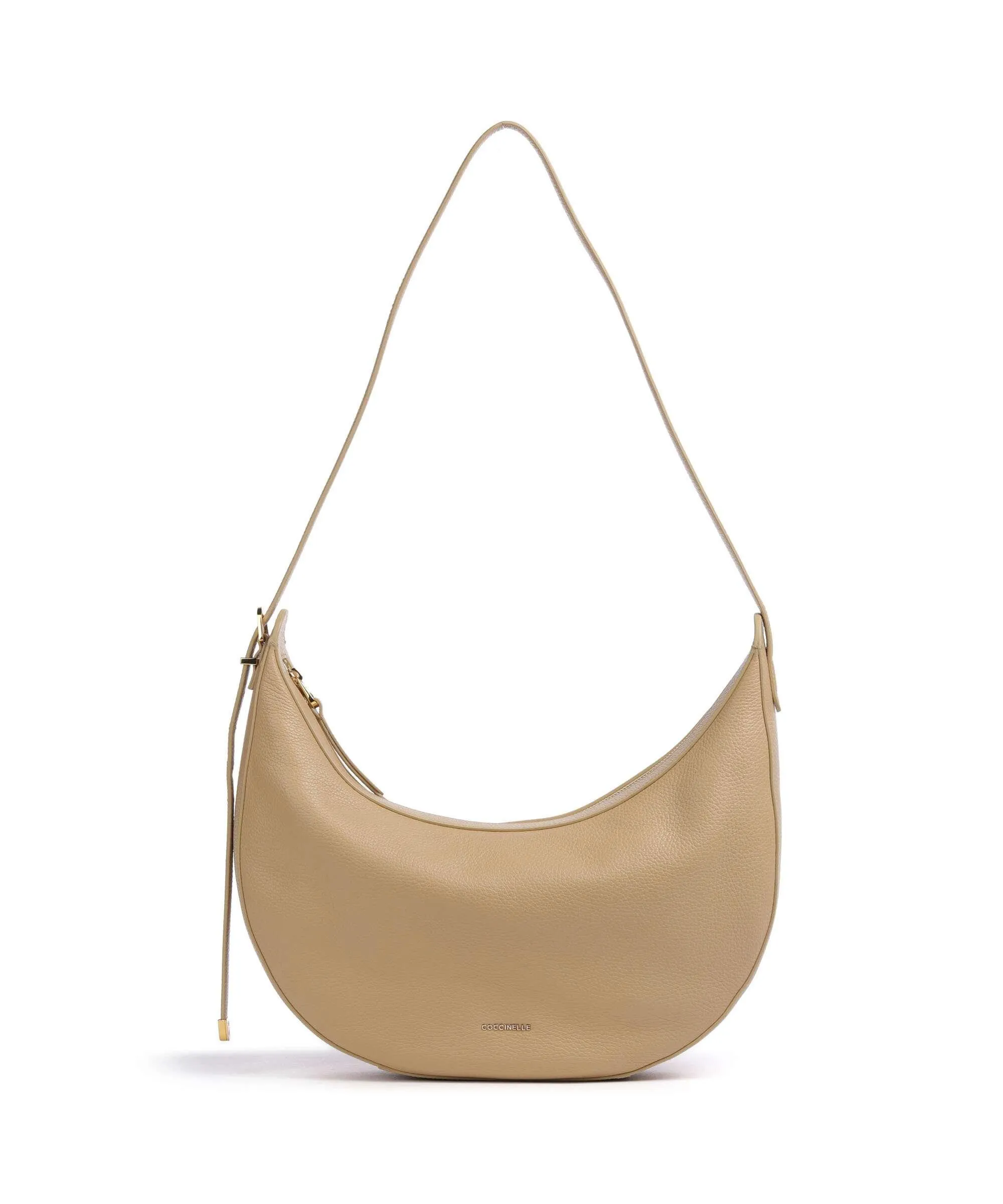  Coccinelle Gleen Borsa hobo pelle di vacchetta grana beige  