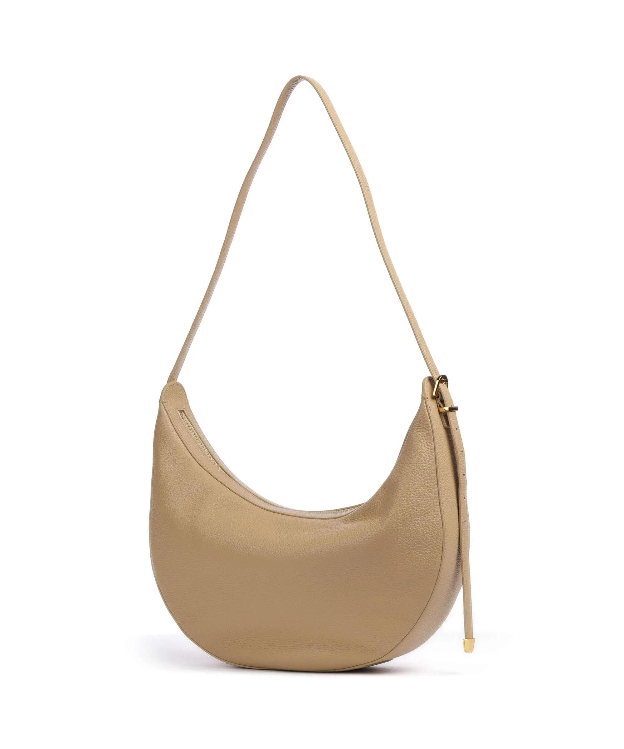  Coccinelle Gleen Borsa hobo pelle di vacchetta grana beige  