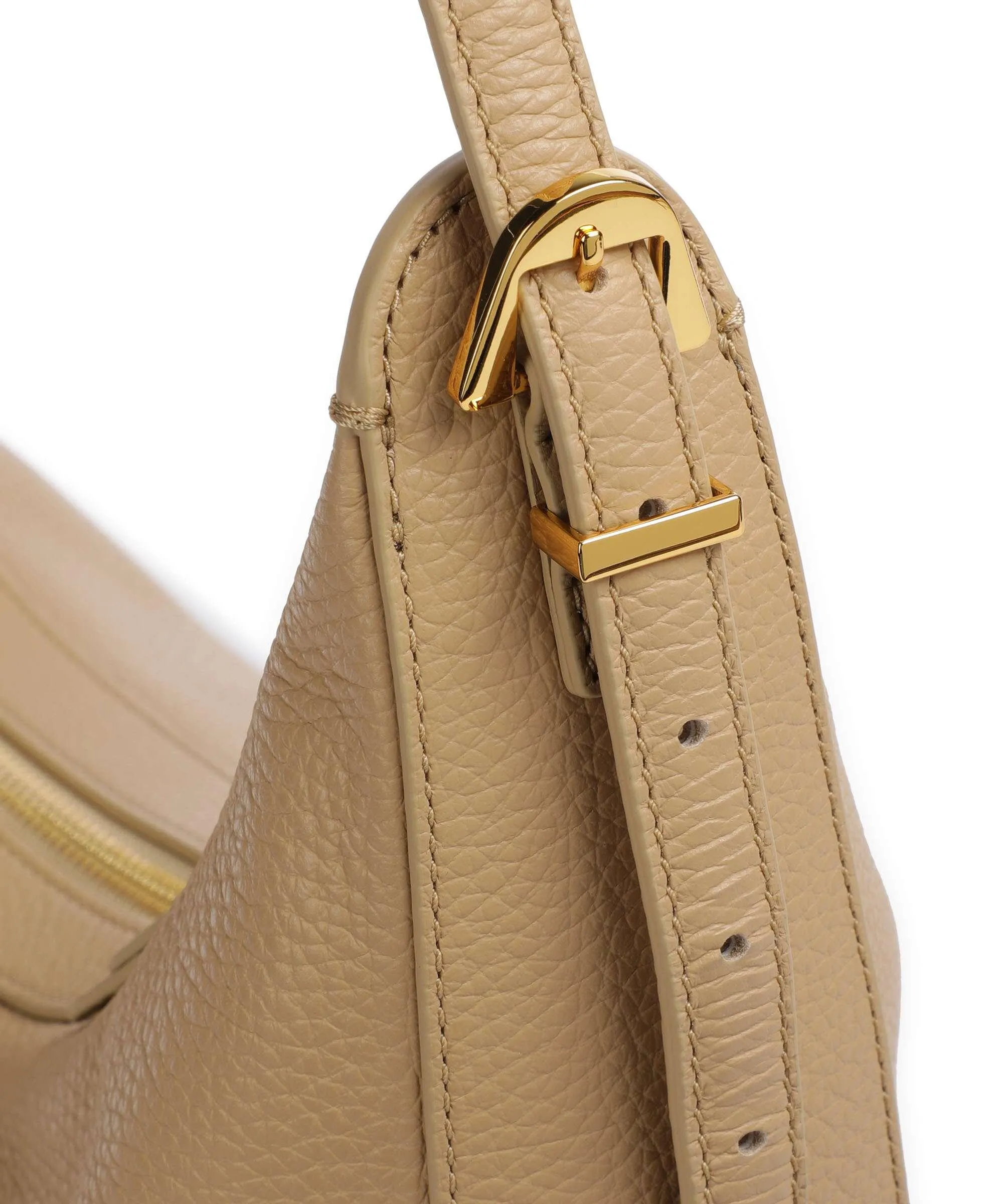  Coccinelle Gleen Borsa hobo pelle di vacchetta grana beige  