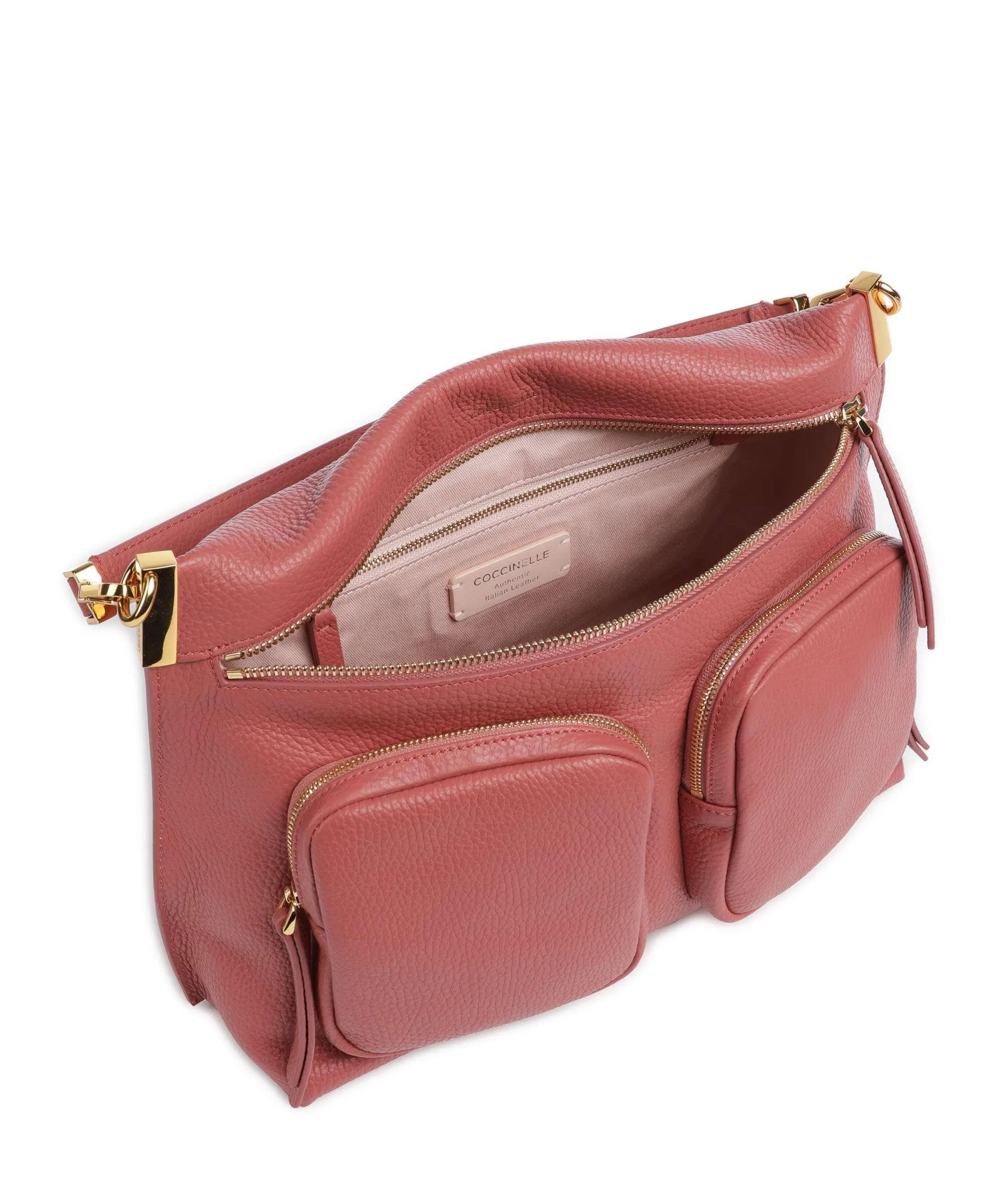  Coccinelle Hyle Borsa hobo pelle di vacchetta grana rosa antico  