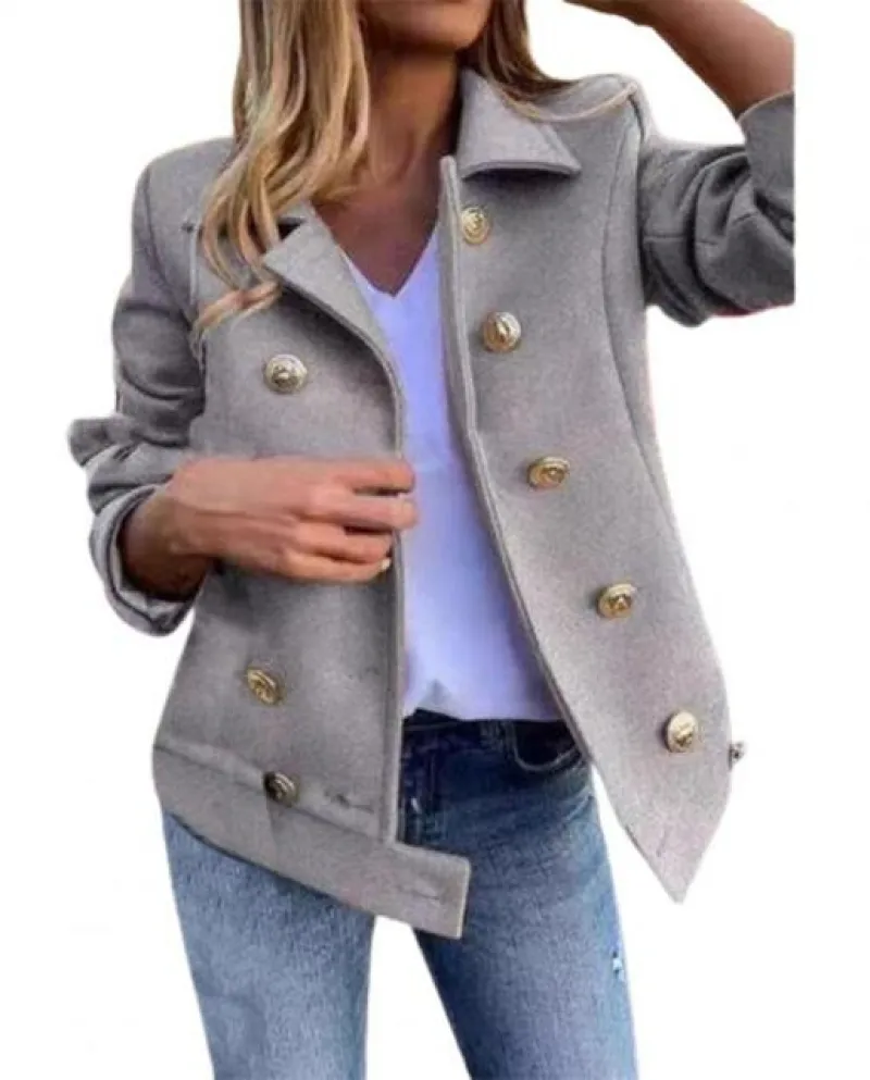 Colletto rovesciato Blazer da donna Cappotto Bottoni doppiopetto Autunno Win