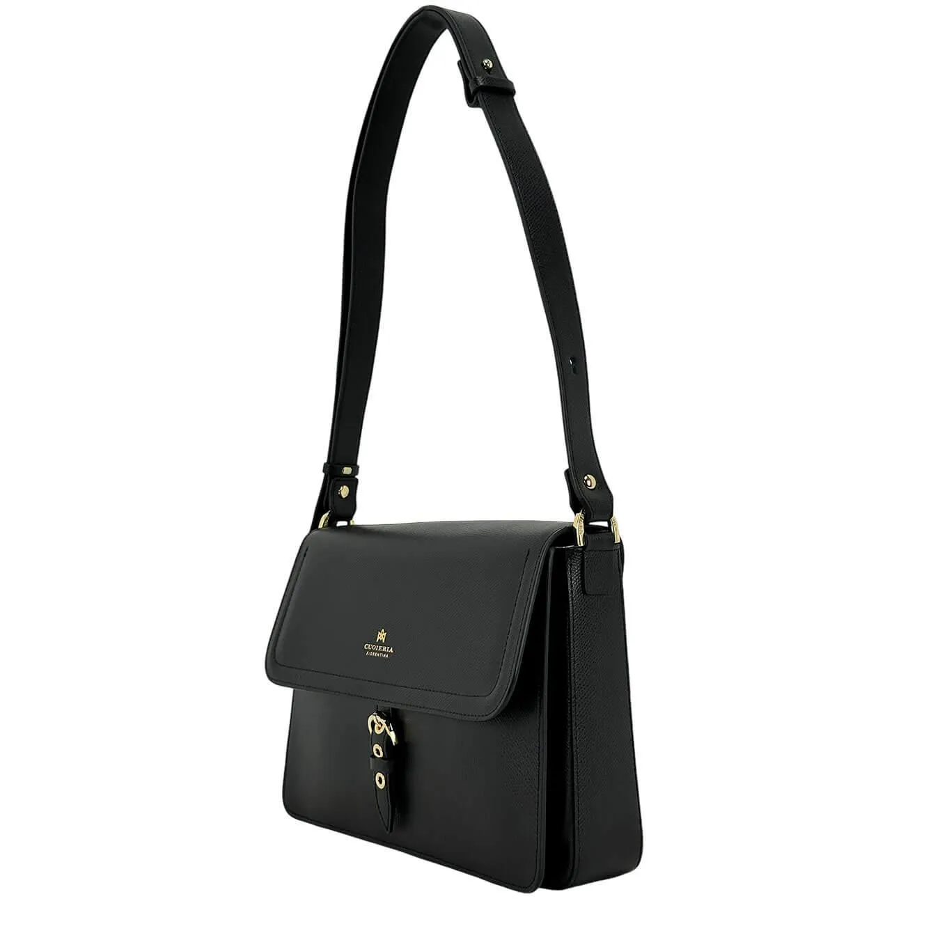 Cuoieria Fiorentina Eva Borsa Donna, Messenger Bag, Pelle, Nero