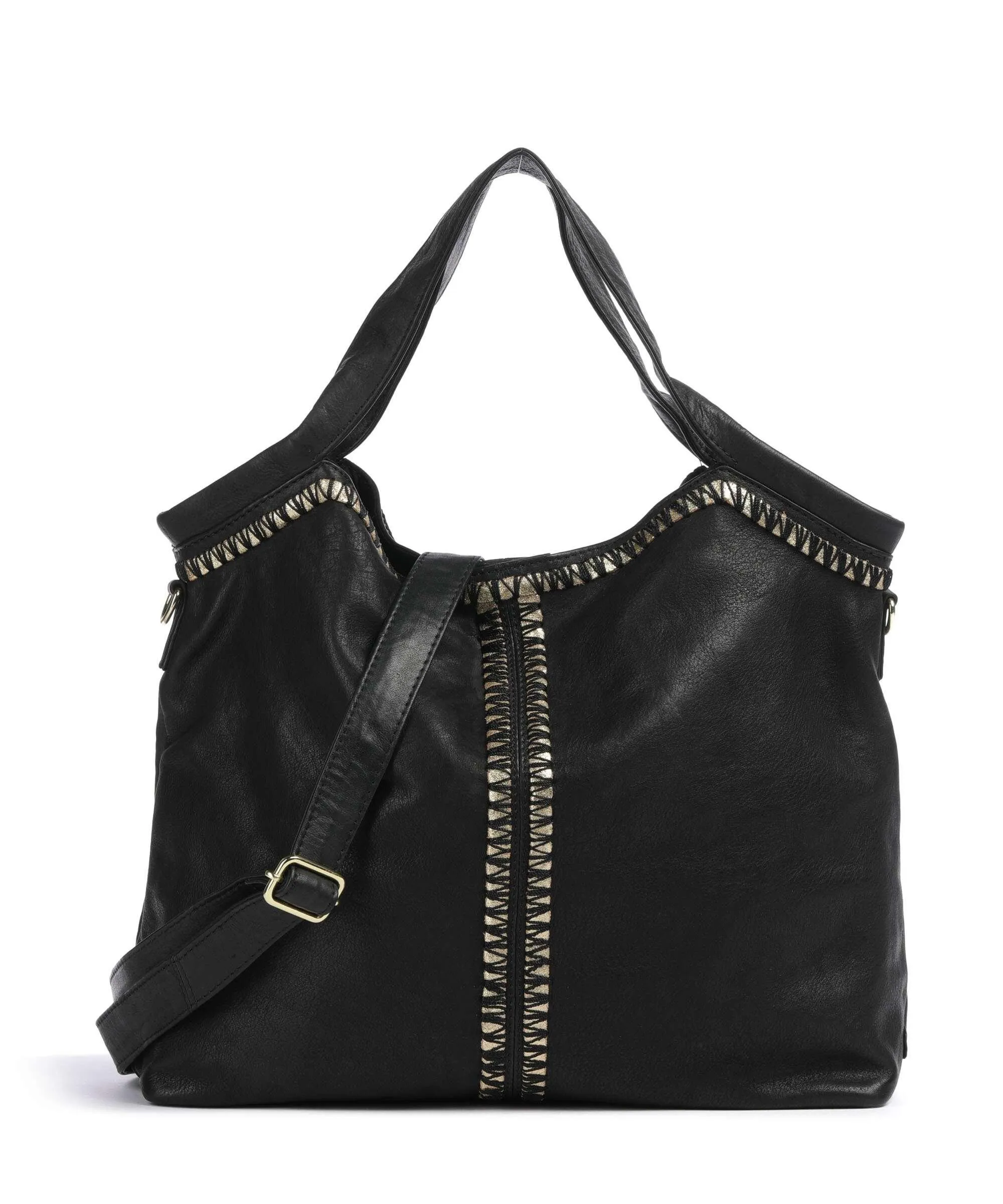  Depeche Golden Magic Borsa shopper pelle nero  