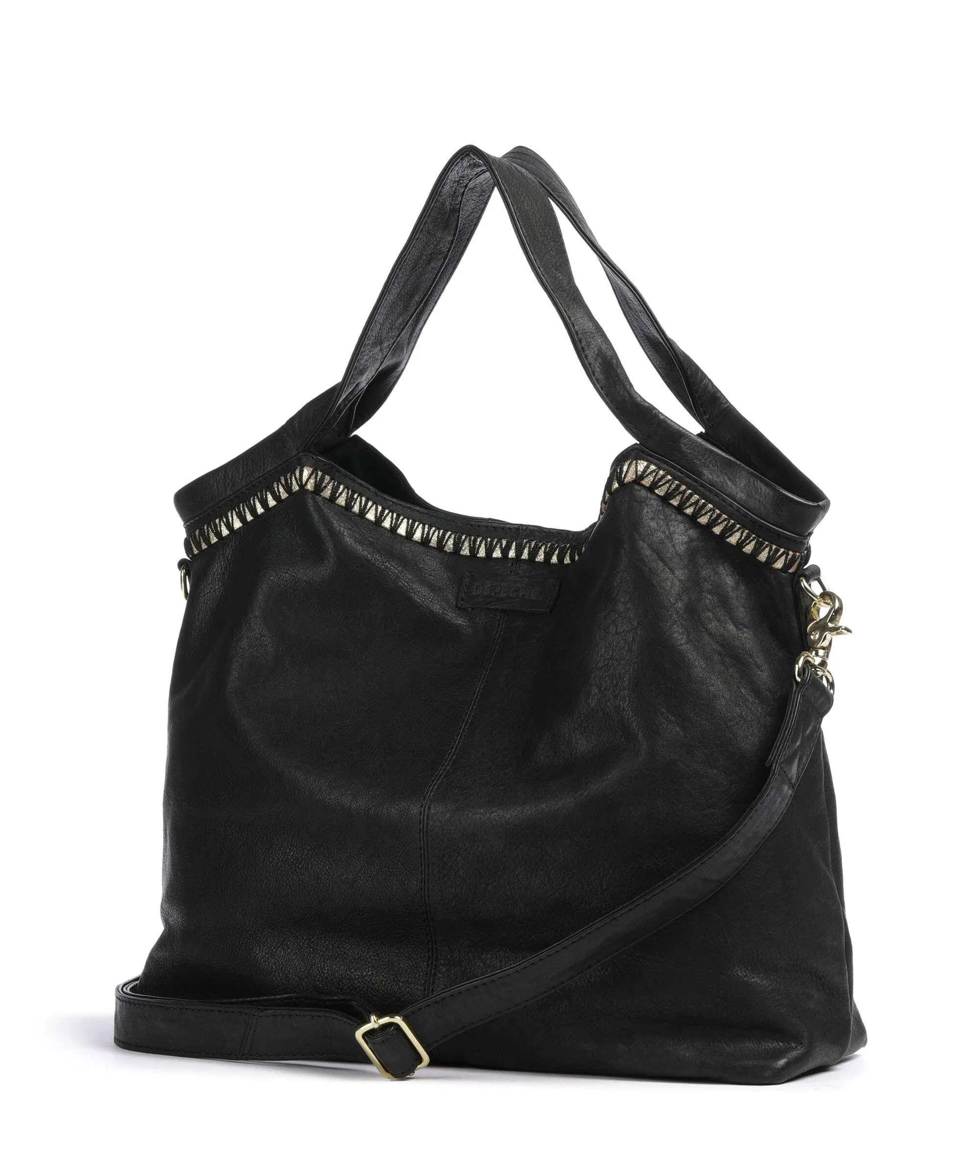  Depeche Golden Magic Borsa shopper pelle nero  