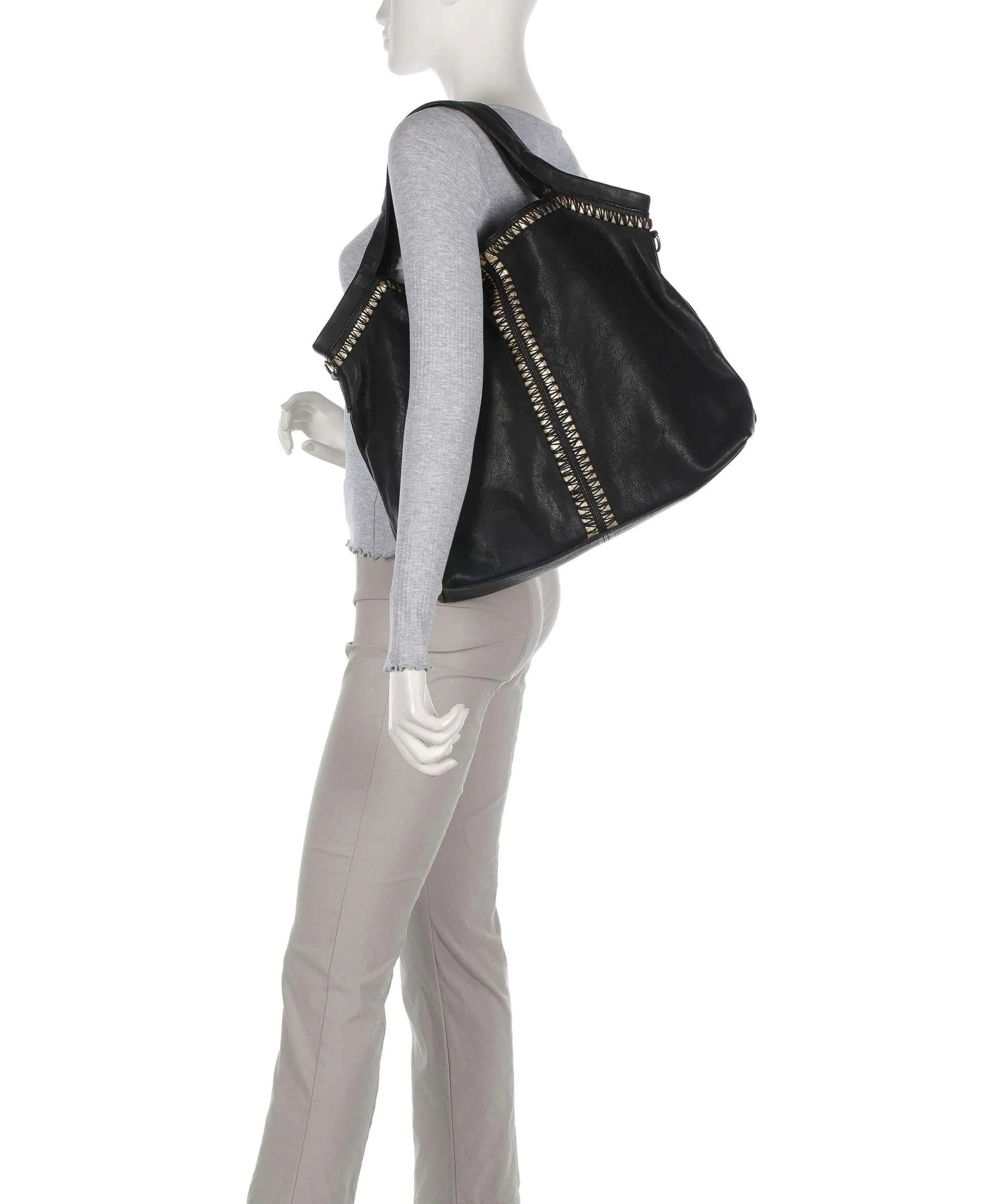  Depeche Golden Magic Borsa shopper pelle nero  