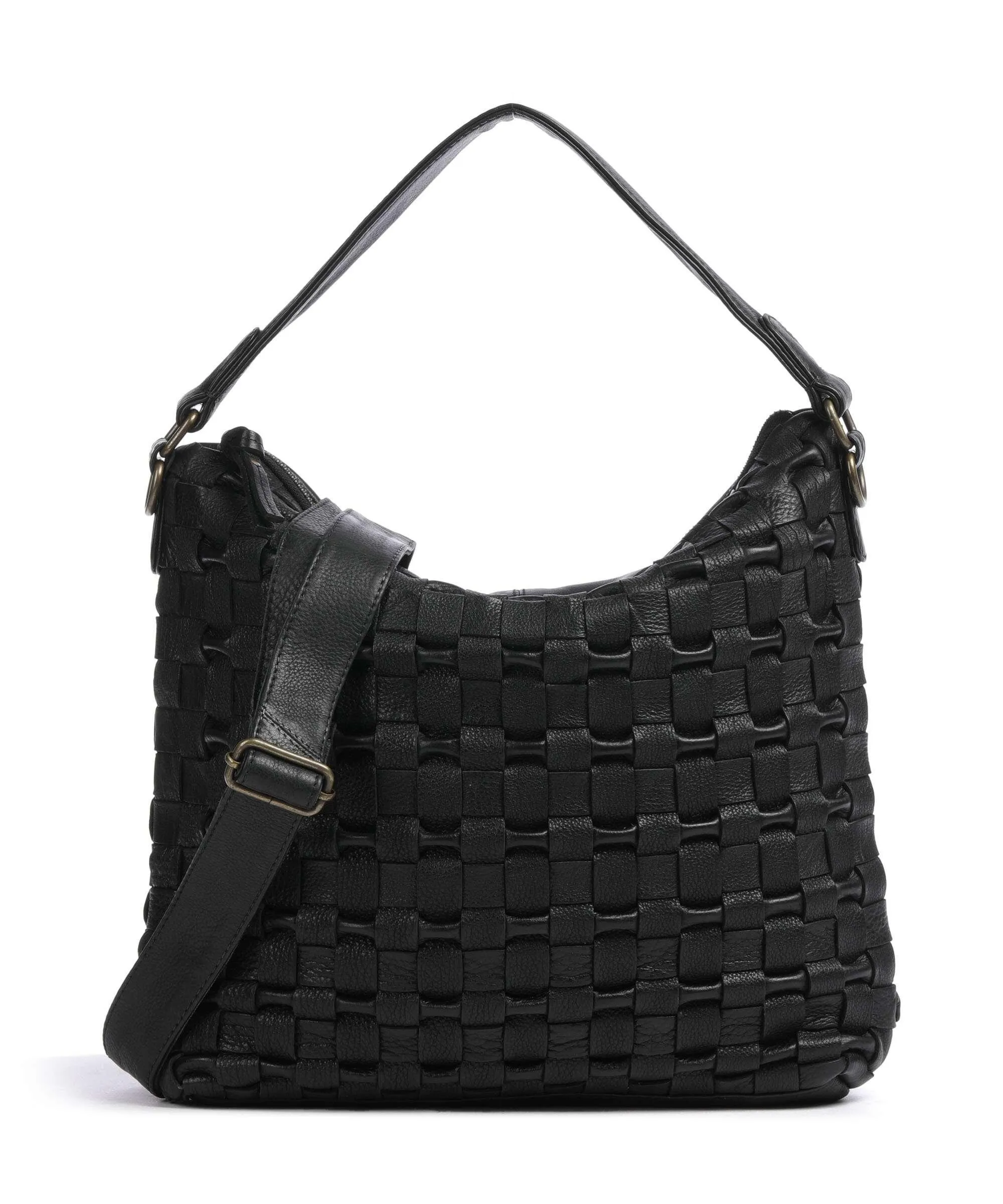  Depeche Modern Handcraft Borsa hobo pelle di vacchetta grana nero  