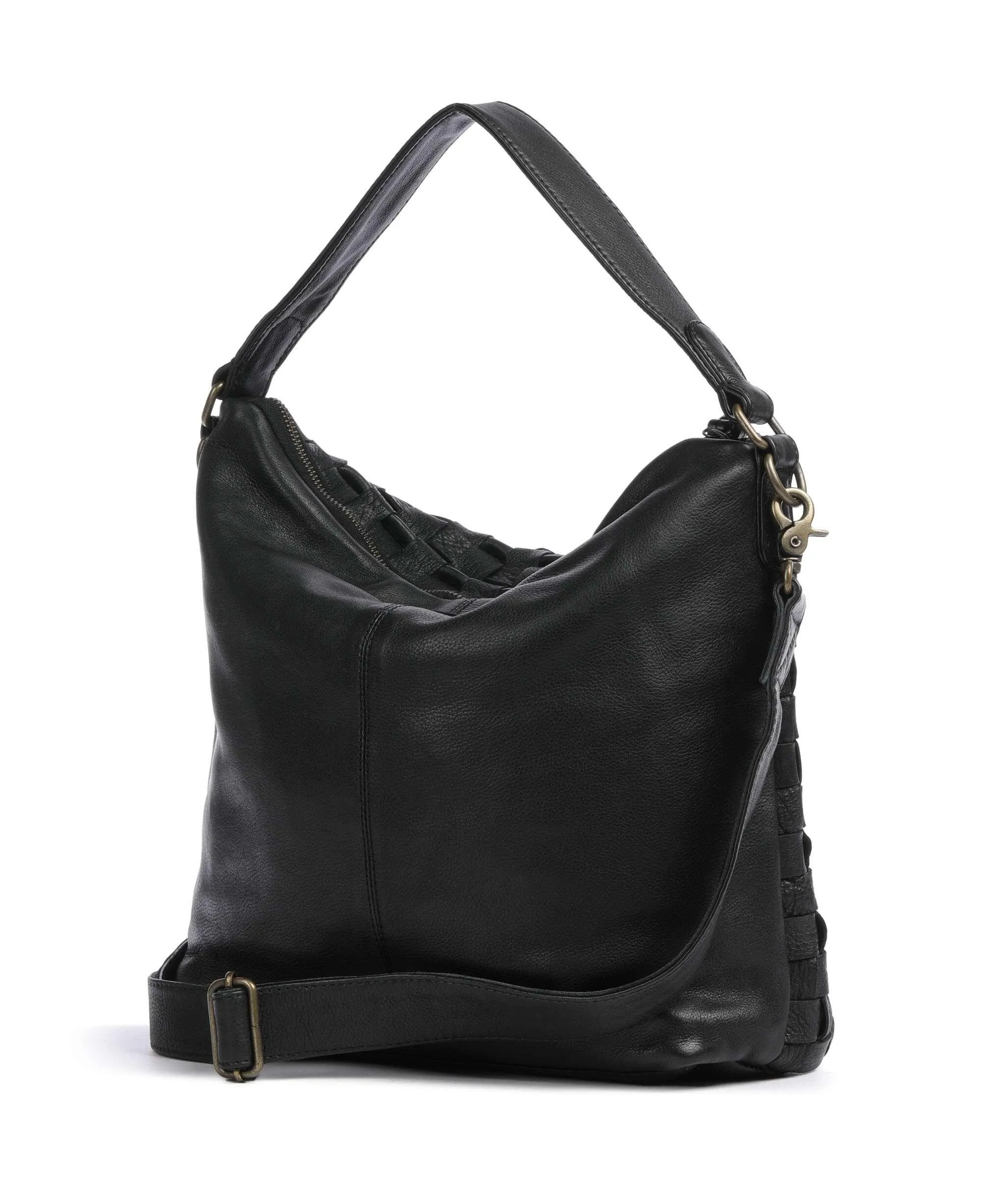  Depeche Modern Handcraft Borsa hobo pelle di vacchetta grana nero  