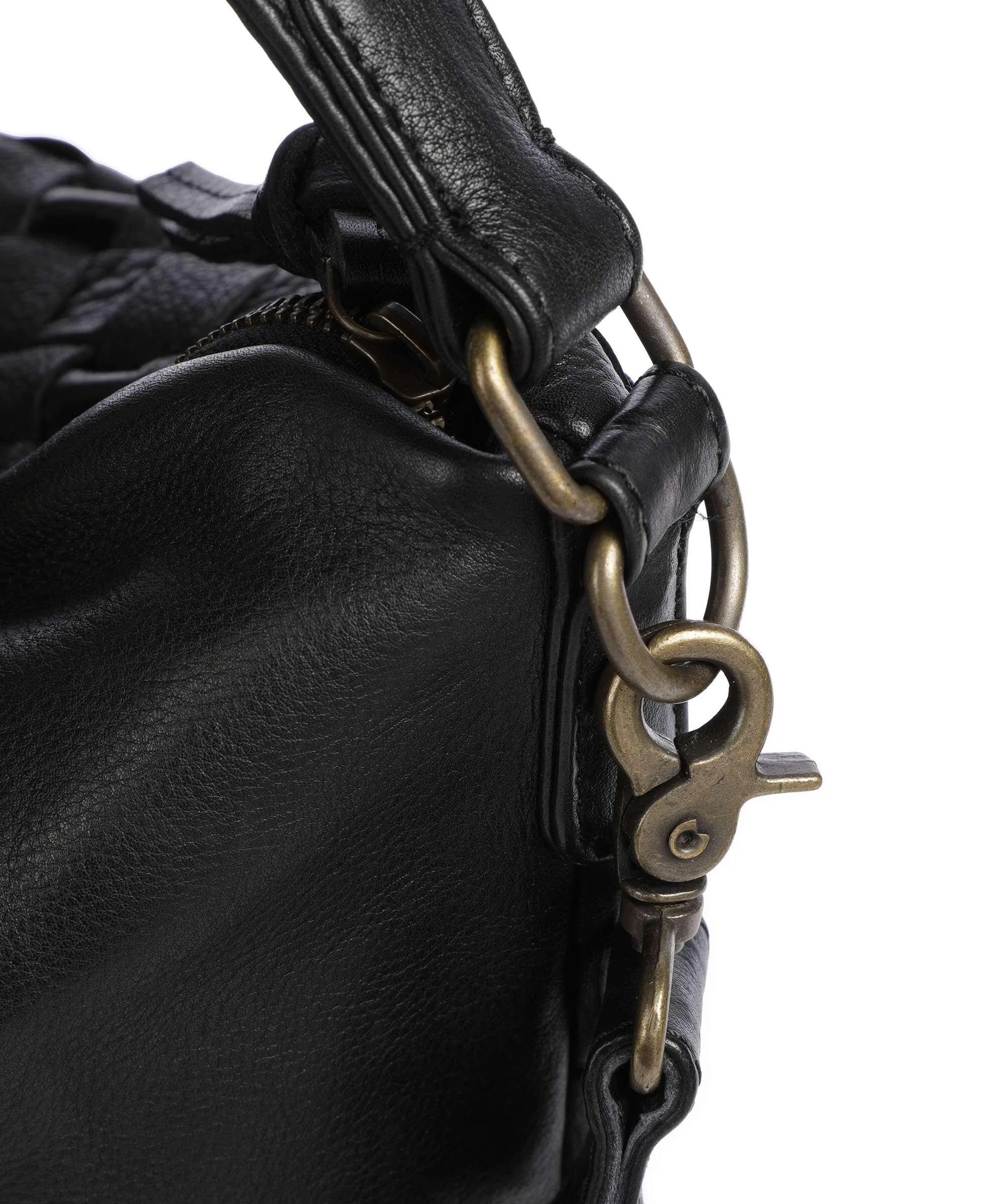  Depeche Modern Handcraft Borsa hobo pelle di vacchetta grana nero  