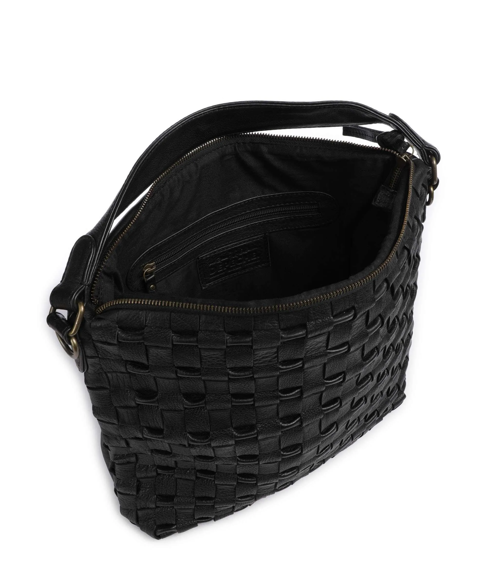  Depeche Modern Handcraft Borsa hobo pelle di vacchetta grana nero  