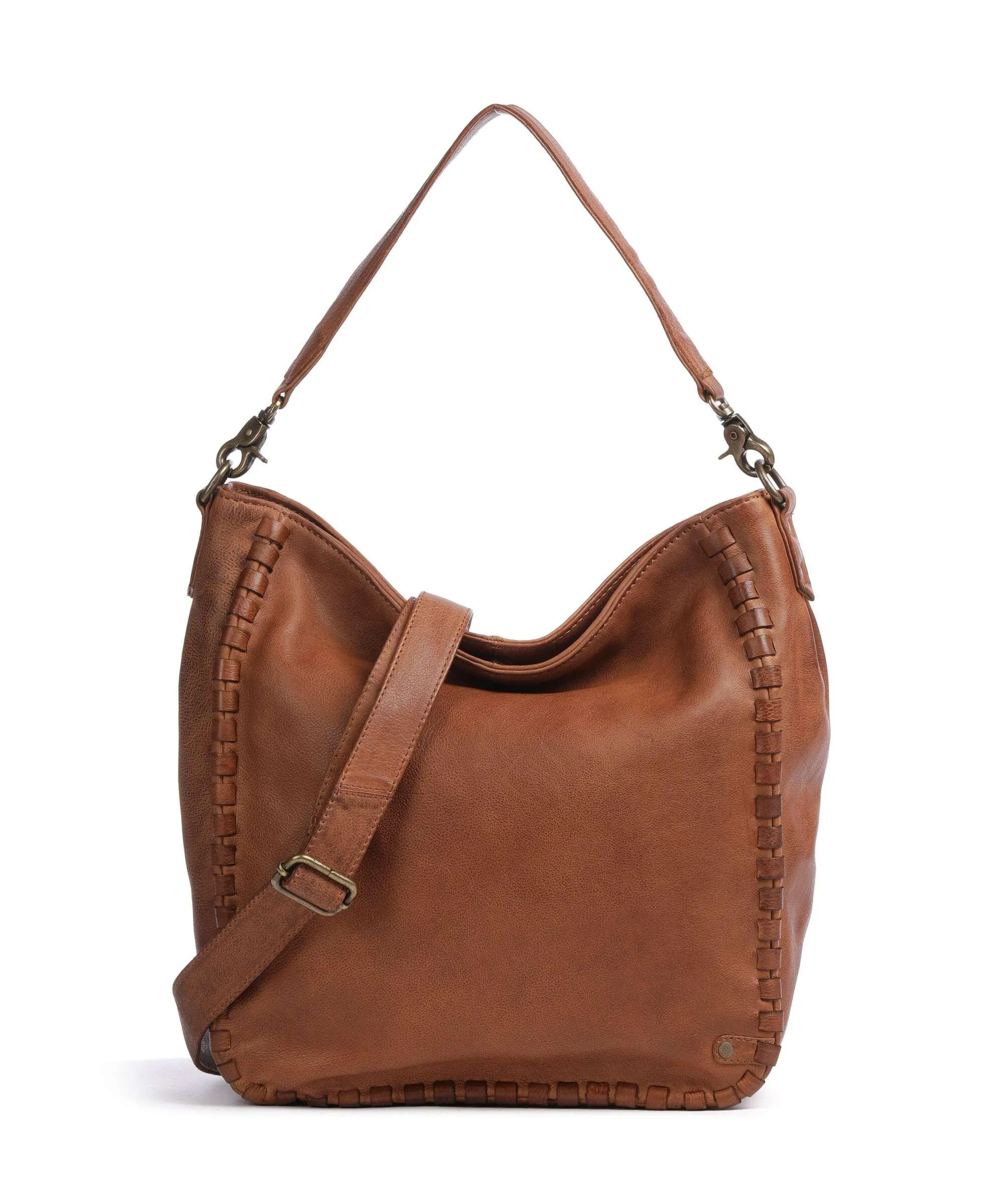  Depeche Tailors Stitch Borsa a spalla pelle granulata cognac  
