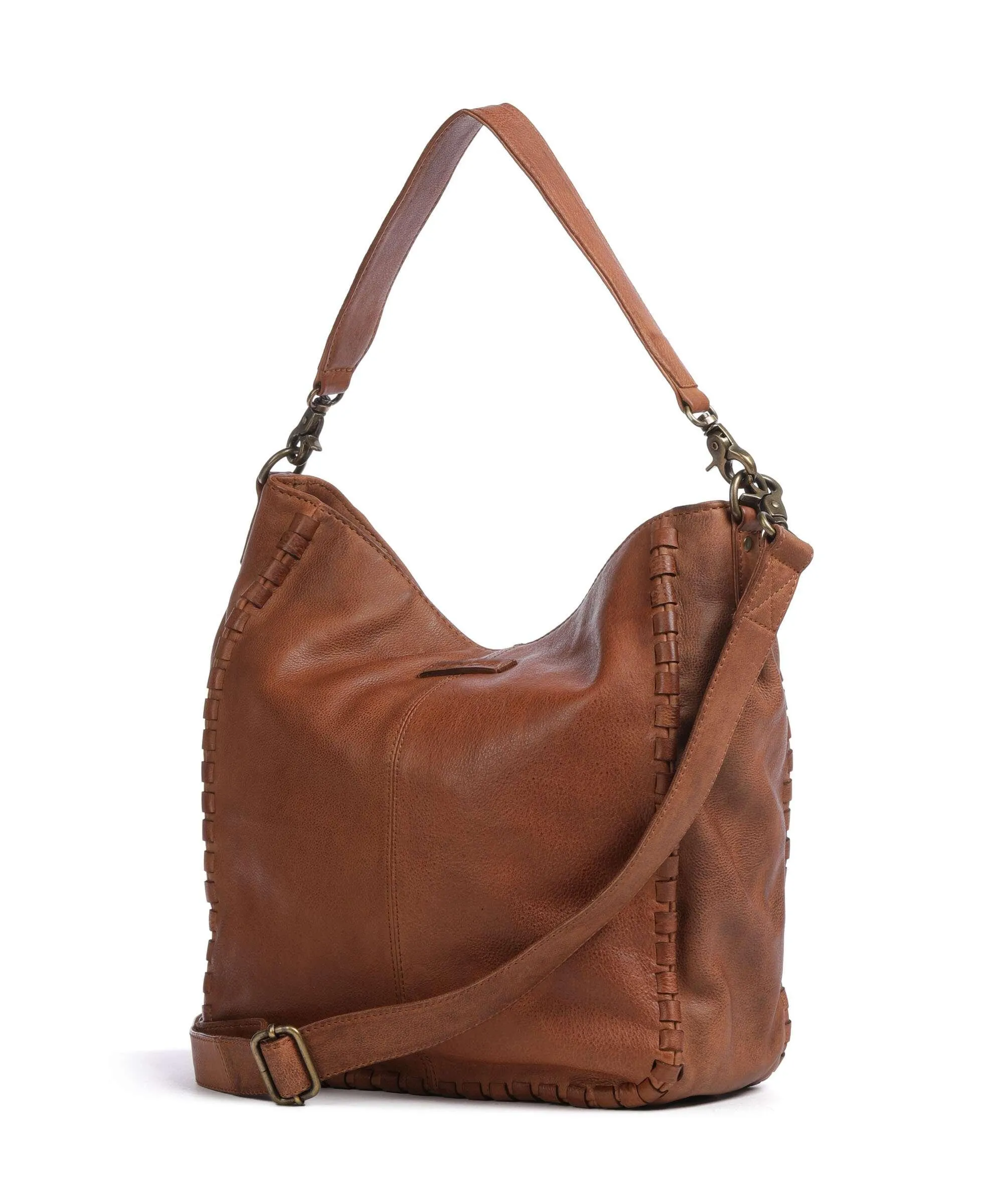  Depeche Tailors Stitch Borsa a spalla pelle granulata cognac  