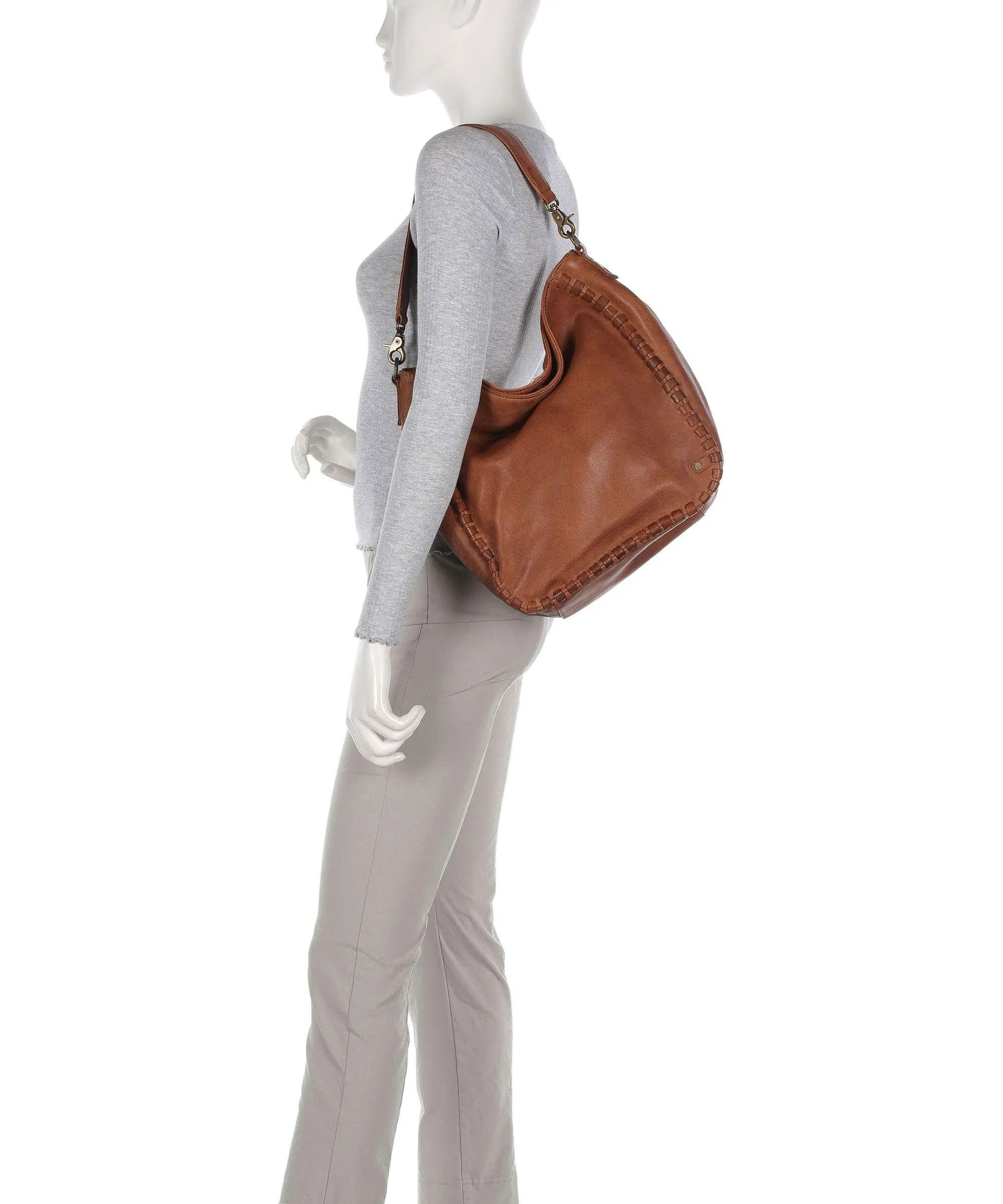  Depeche Tailors Stitch Borsa a spalla pelle granulata cognac  