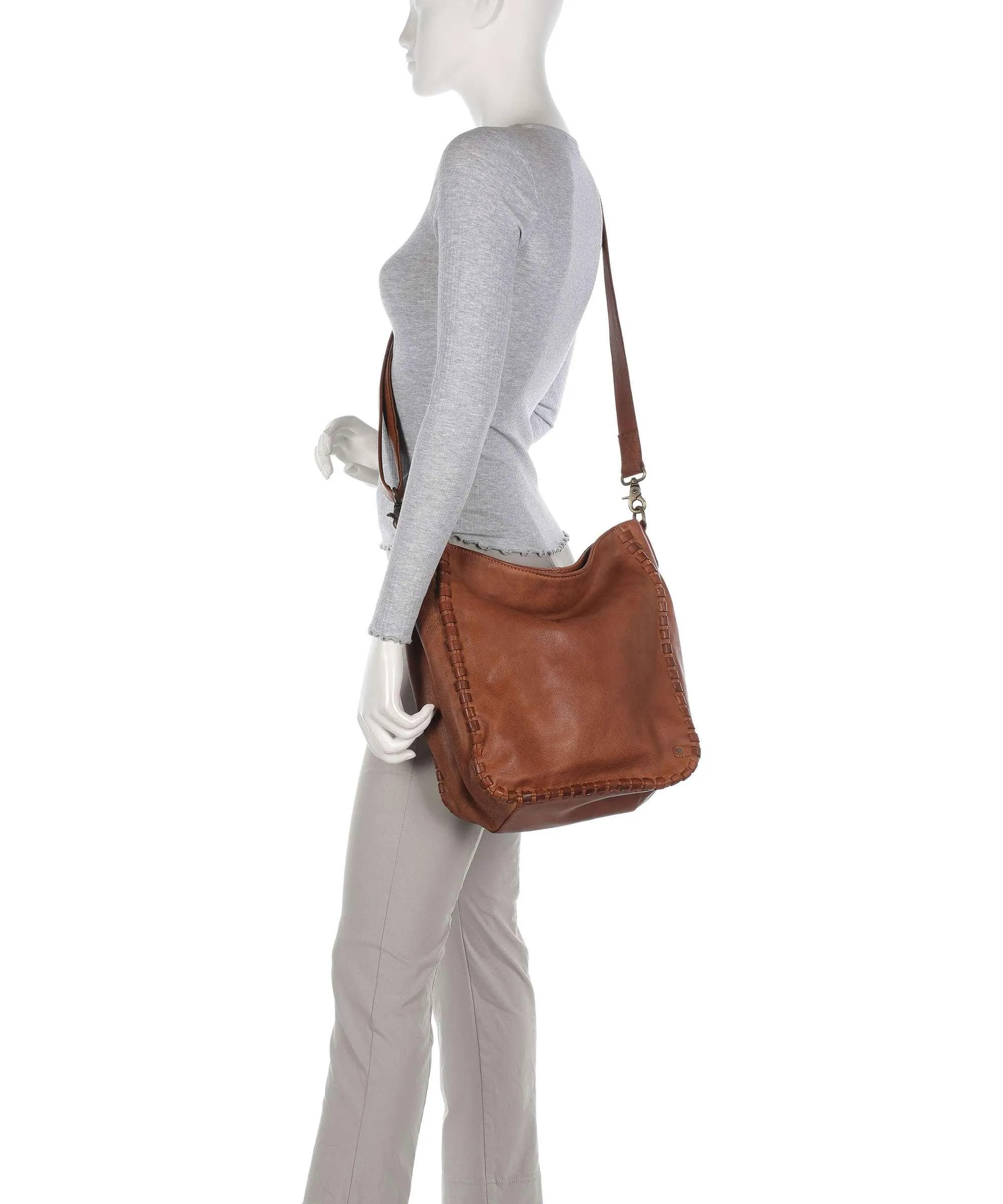  Depeche Tailors Stitch Borsa a spalla pelle granulata cognac  