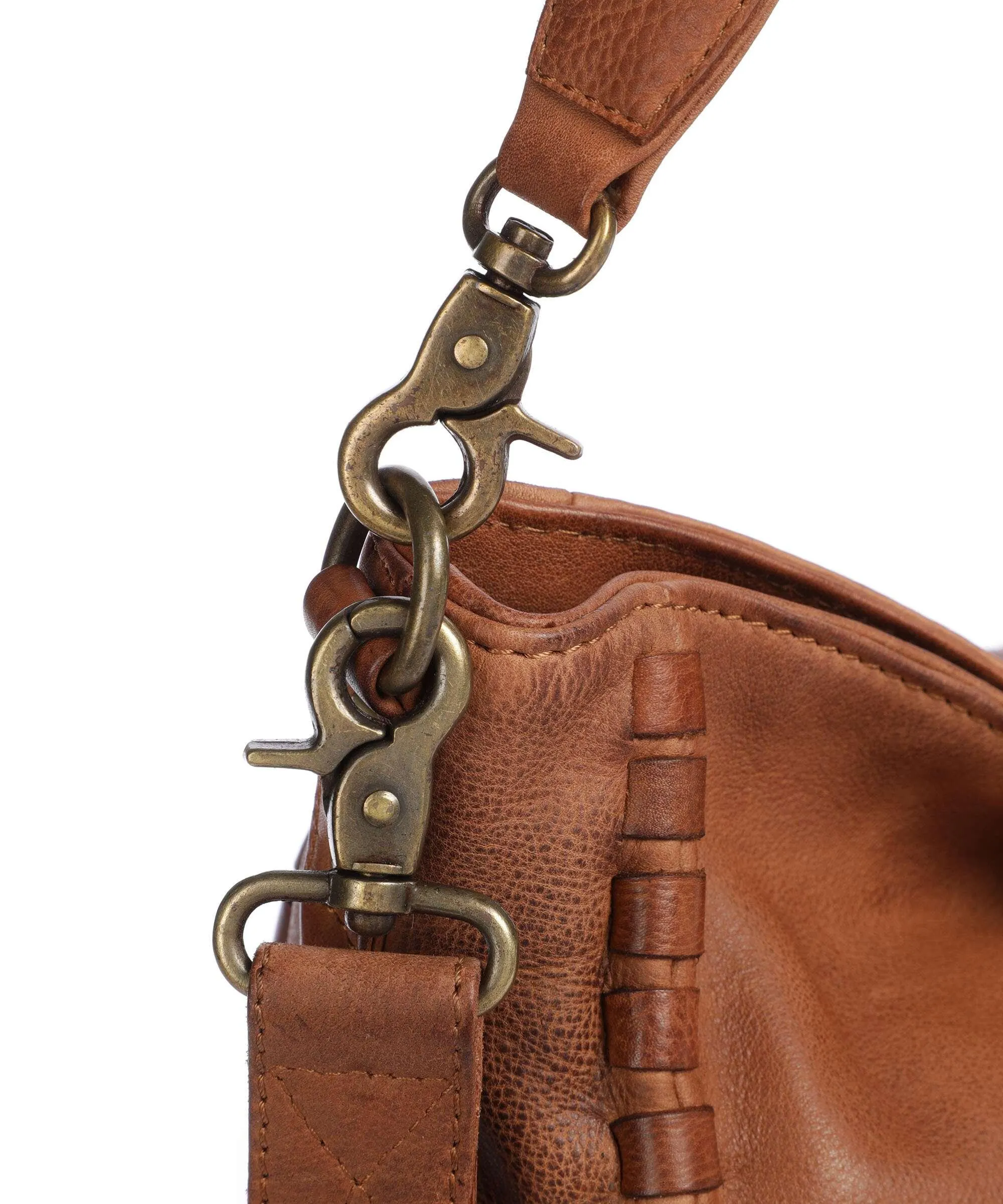  Depeche Tailors Stitch Borsa a spalla pelle granulata cognac  