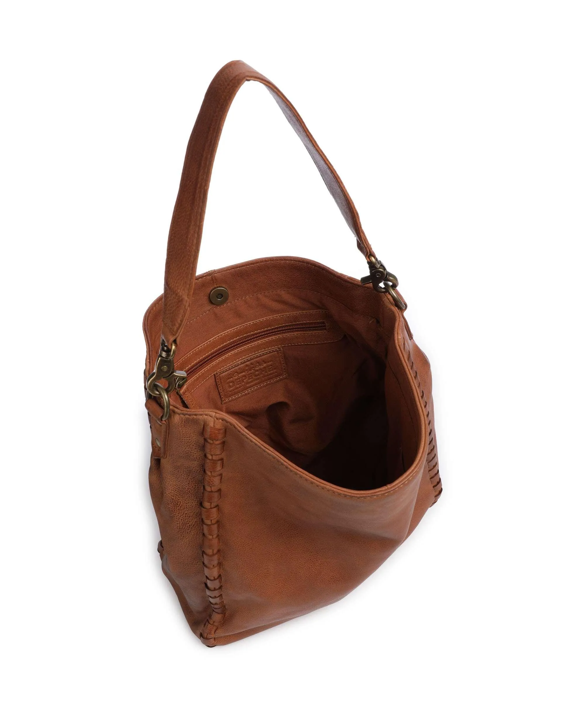  Depeche Tailors Stitch Borsa a spalla pelle granulata cognac  