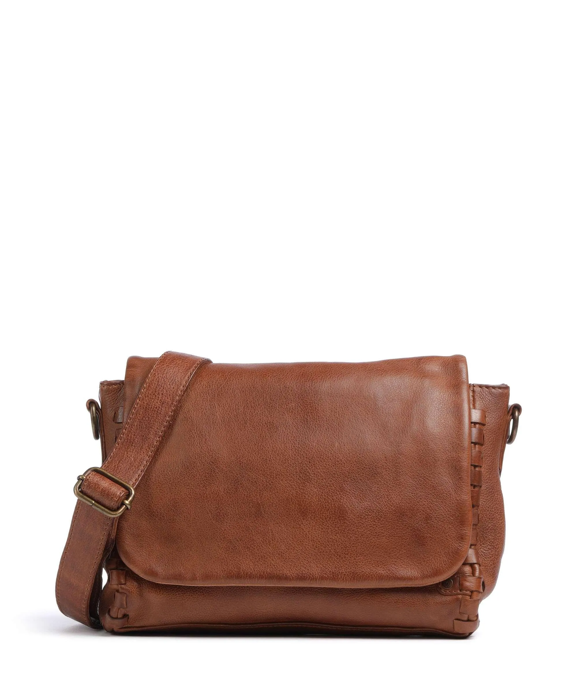  Depeche Tailors Stitch Borsa messenger pelle di vacchetta grana cognac  
