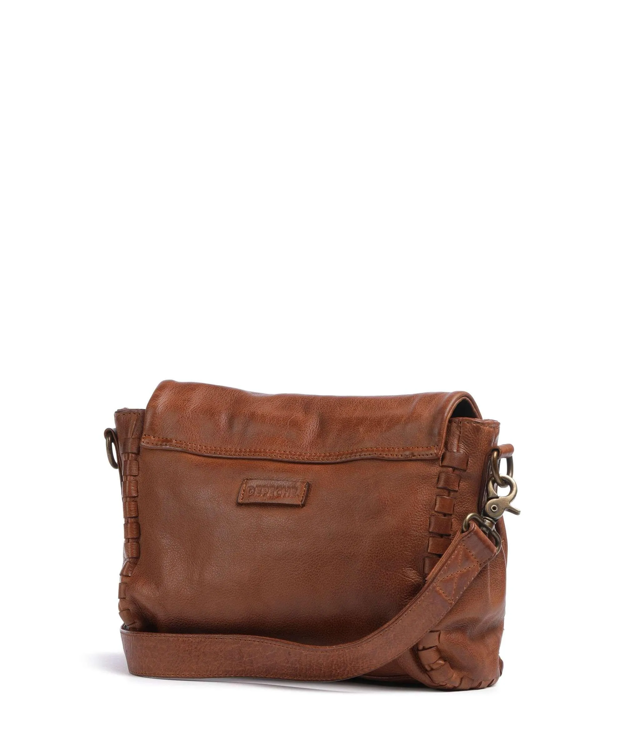  Depeche Tailors Stitch Borsa messenger pelle di vacchetta grana cognac  