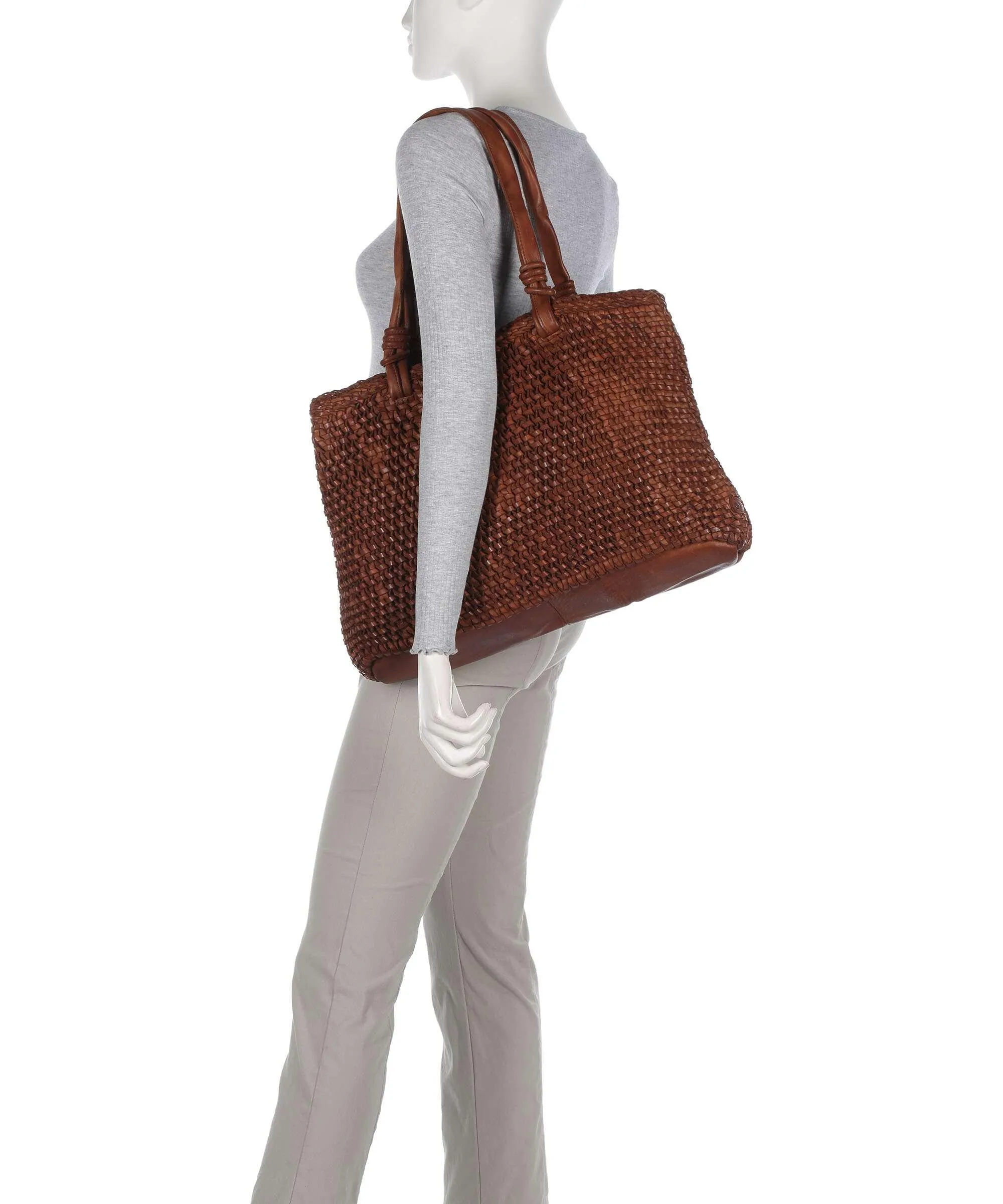  Depeche Wonder Wave Borsa shopper pelle tan  