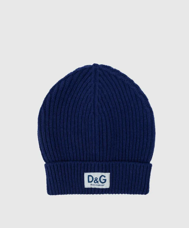 Dolce&Gabbana Cappello in lana blu con logo GXE83TJBVB6