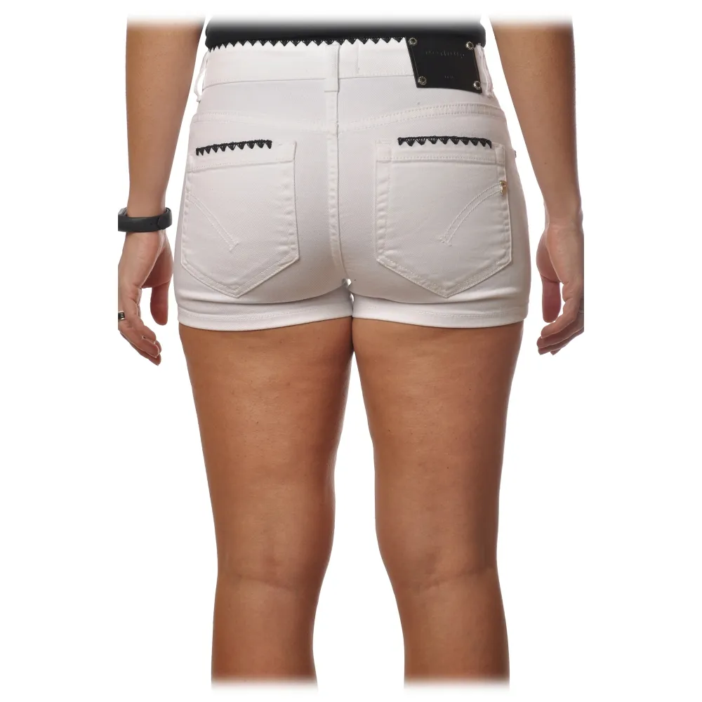 Dondup - Shorts in Denim con Dettagli in Contrasto - Bianco - Pantalone - Luxury Exclusive Collection