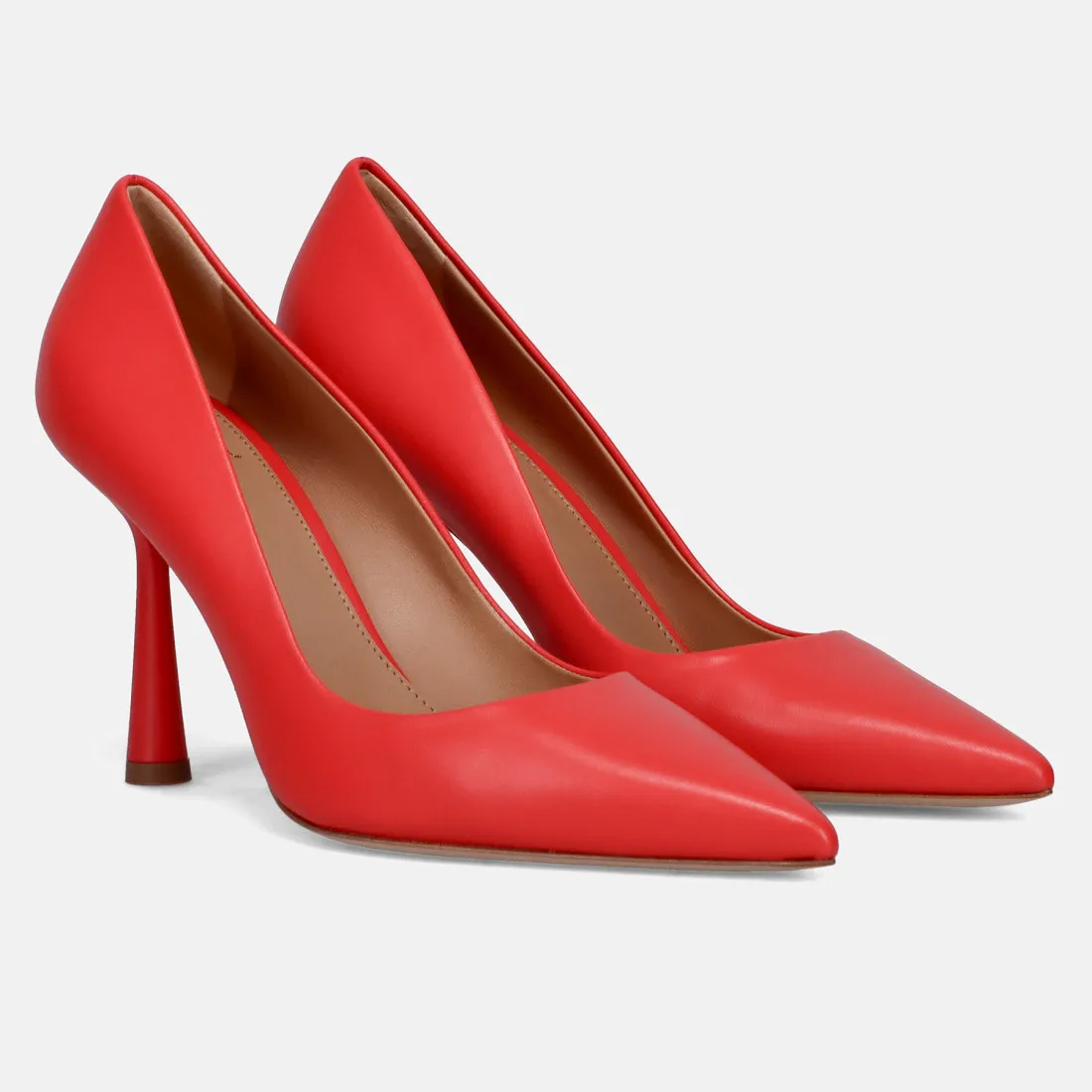 Décolleté con tacco alto Chantal in pelle rossa