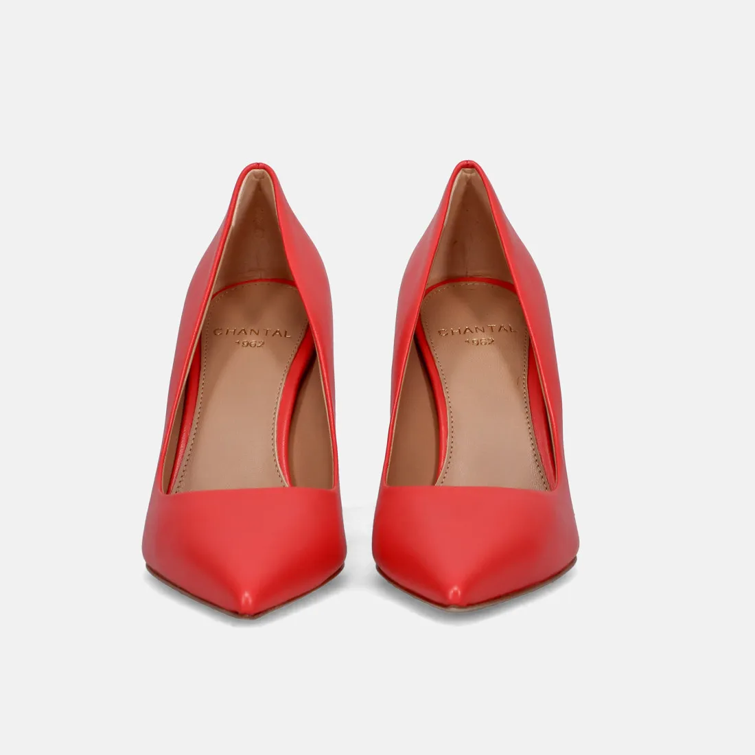 Décolleté con tacco alto Chantal in pelle rossa