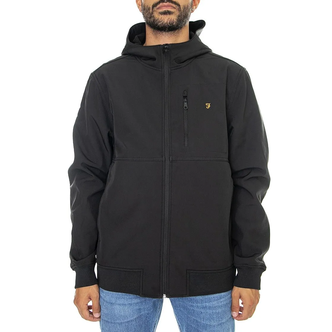 Farah Rudd Softshell Black - Giacca Invernale con Cappuccio Uomo Nera    
