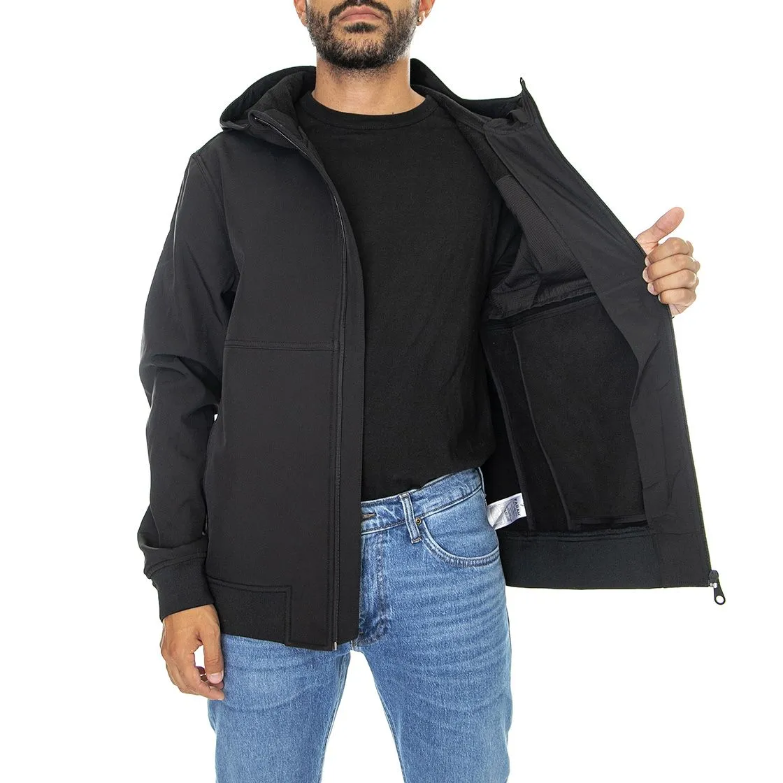 Farah Rudd Softshell Black - Giacca Invernale con Cappuccio Uomo Nera    