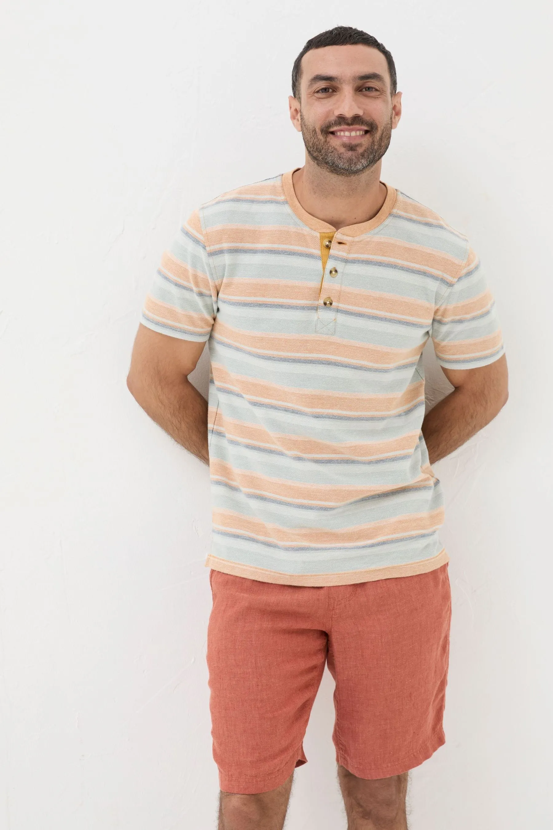 FatFace - Trescowe - T-shirt A righe Henley testurizzata