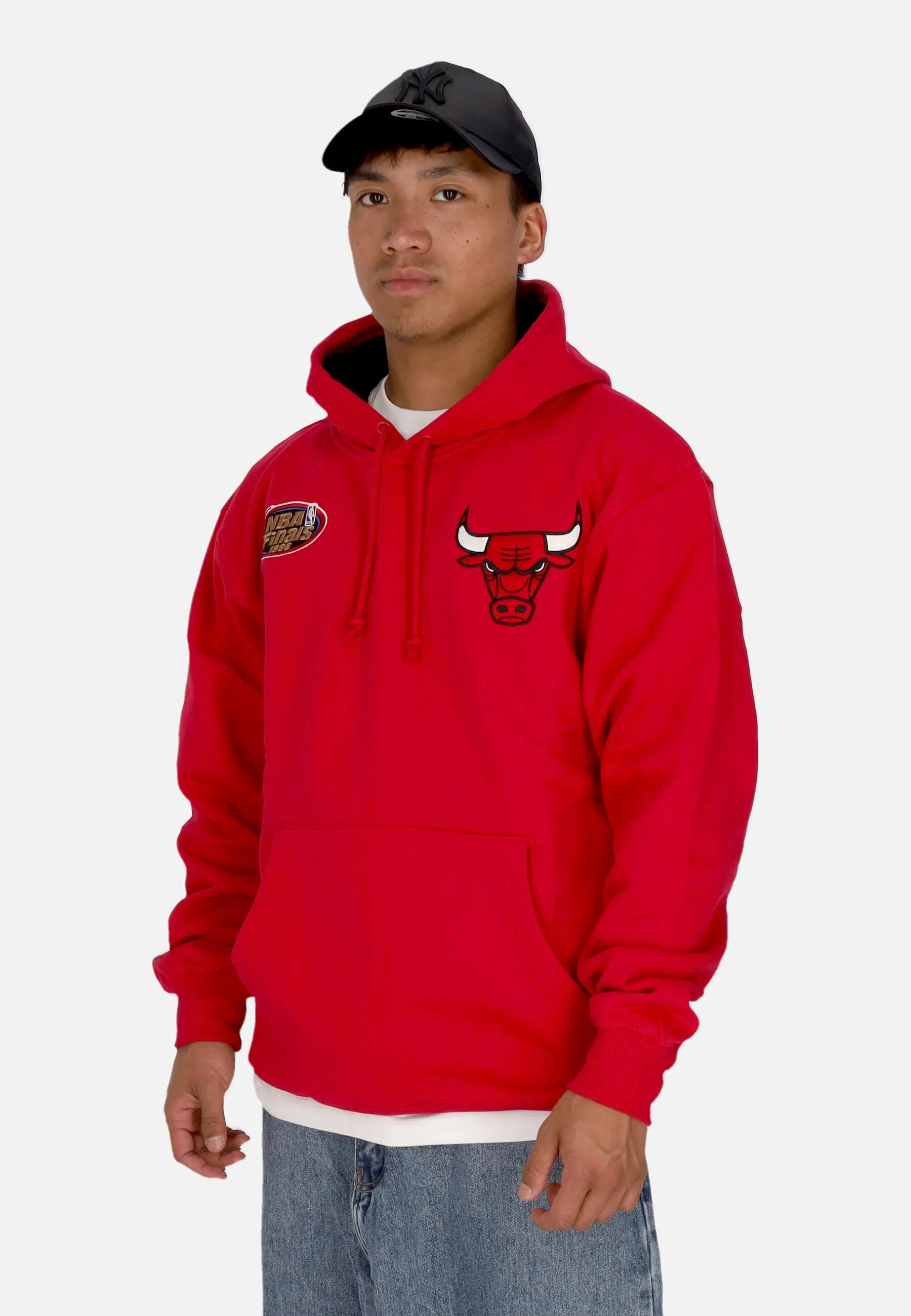 Felpa Cappuccio Uomo Nba Premium Fleece Vintage Logo Hoodie Dennis Rodman Chibul Scarlet